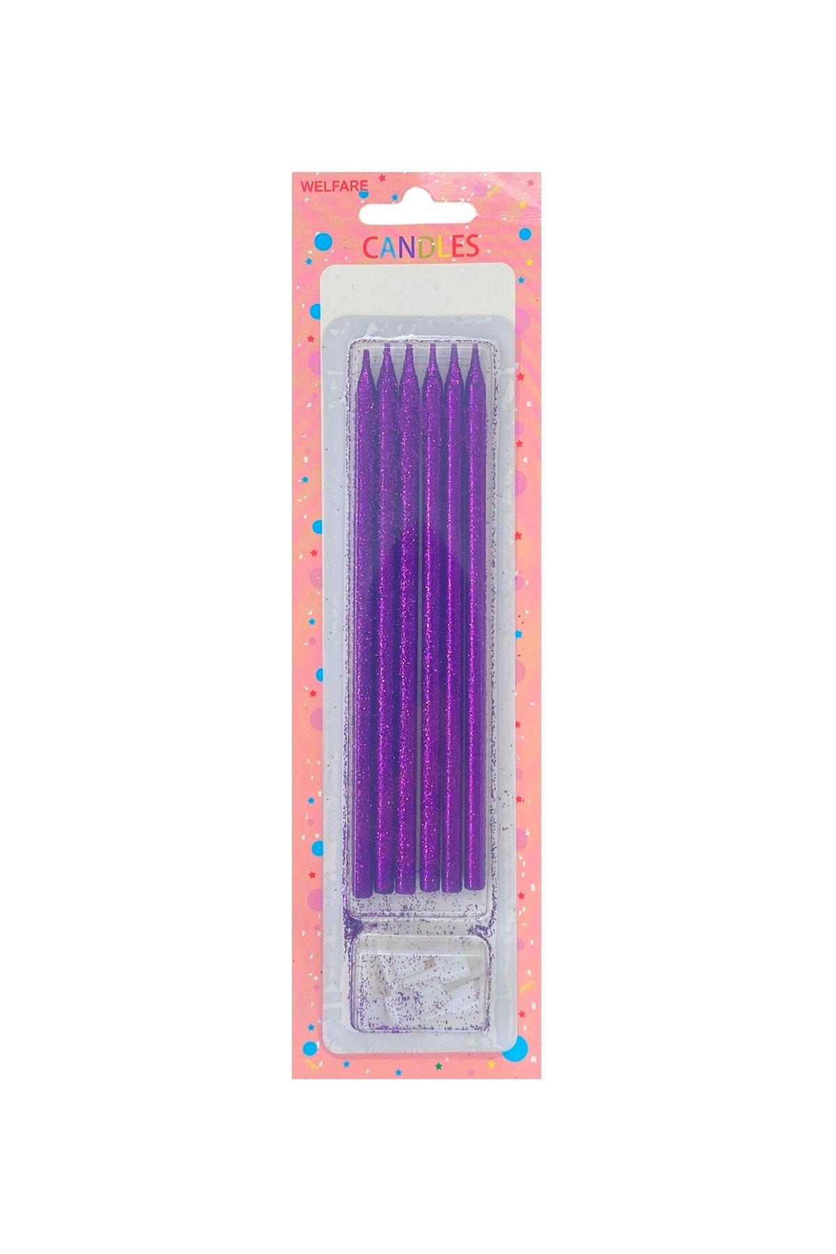 Mor Simli Pasta Mumu 14 Cm 6 Adet