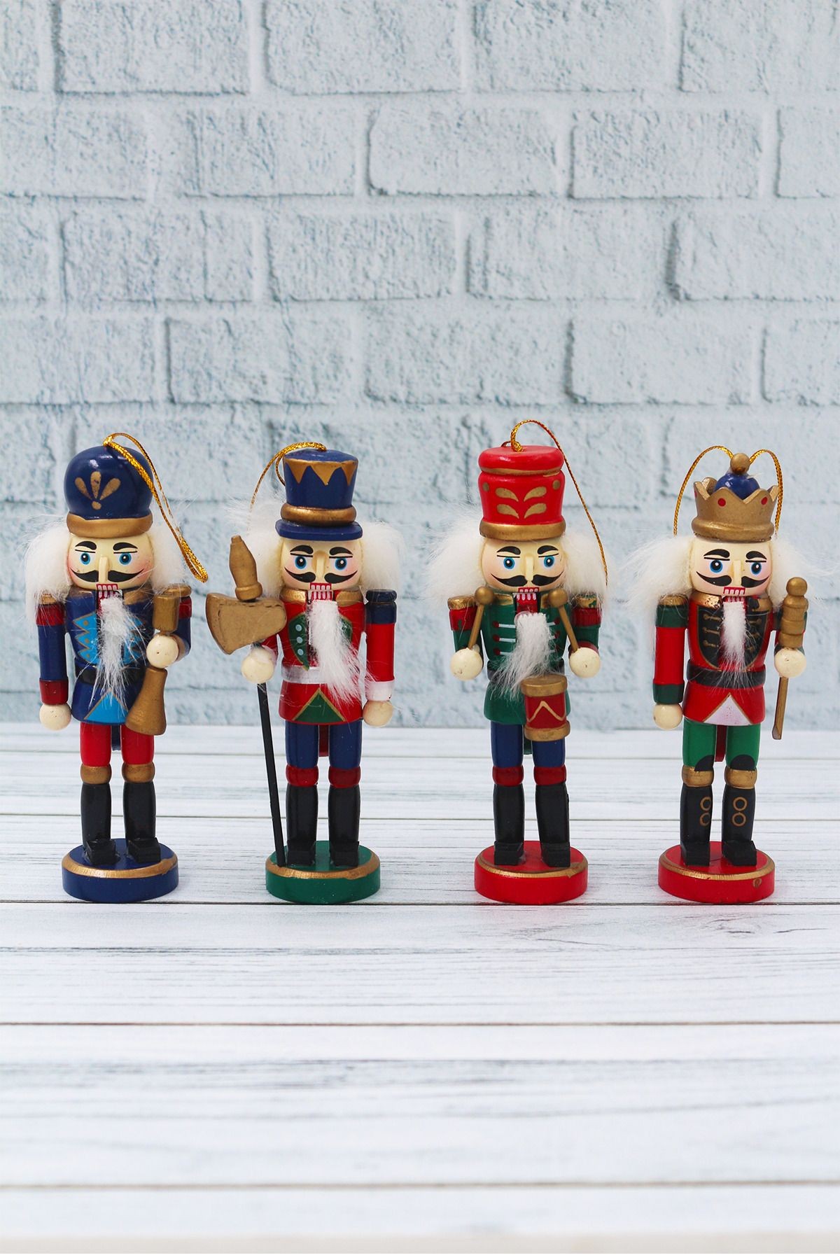 Kurşun Asker Fındıkkıran 4 Adet 13 cm Nutcracker Yılbaşı Ağacına Asılabilen Yeni Yıl Dekoru