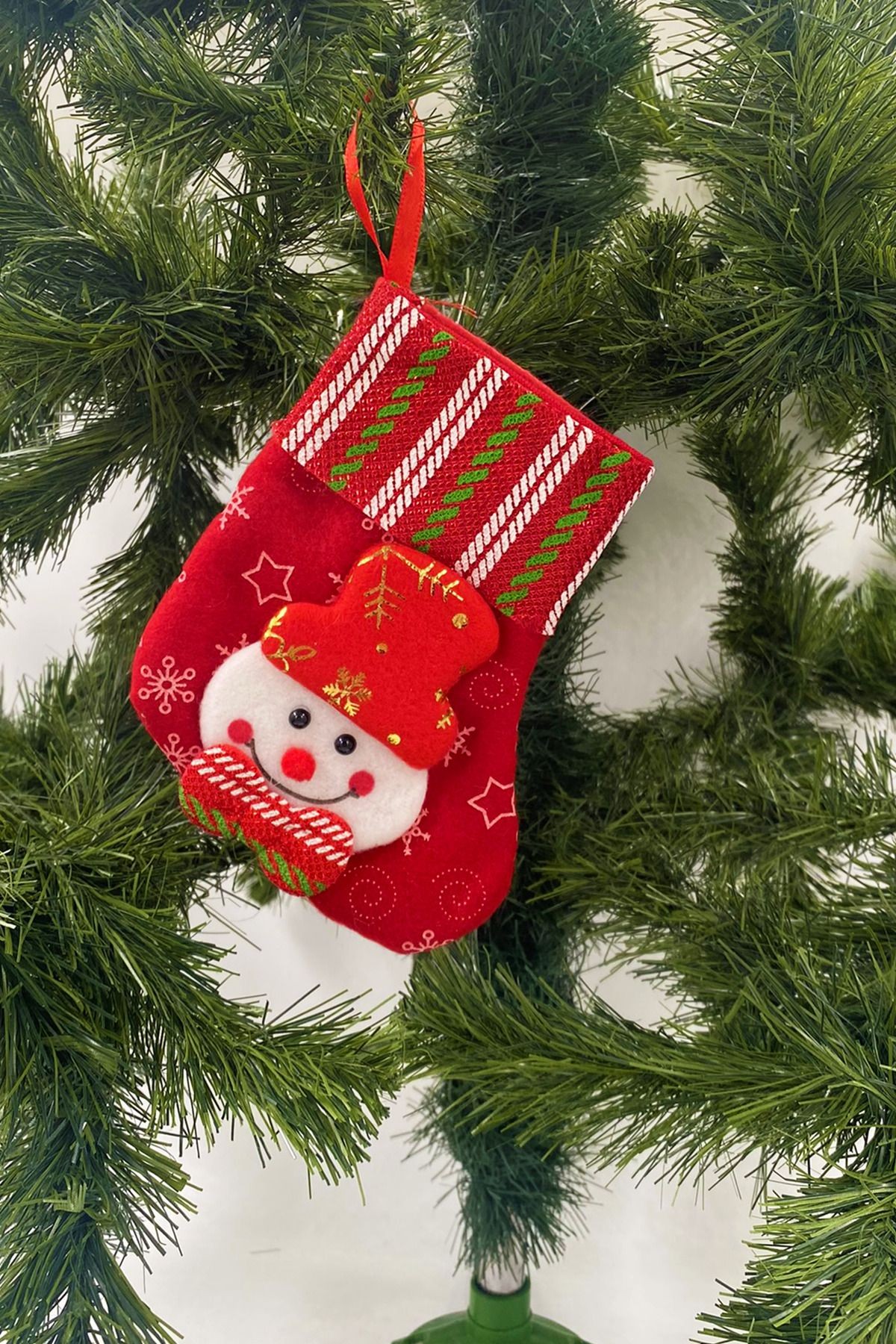 Yılbaşı Kardan Adam Figürlü Çorap 16 cm