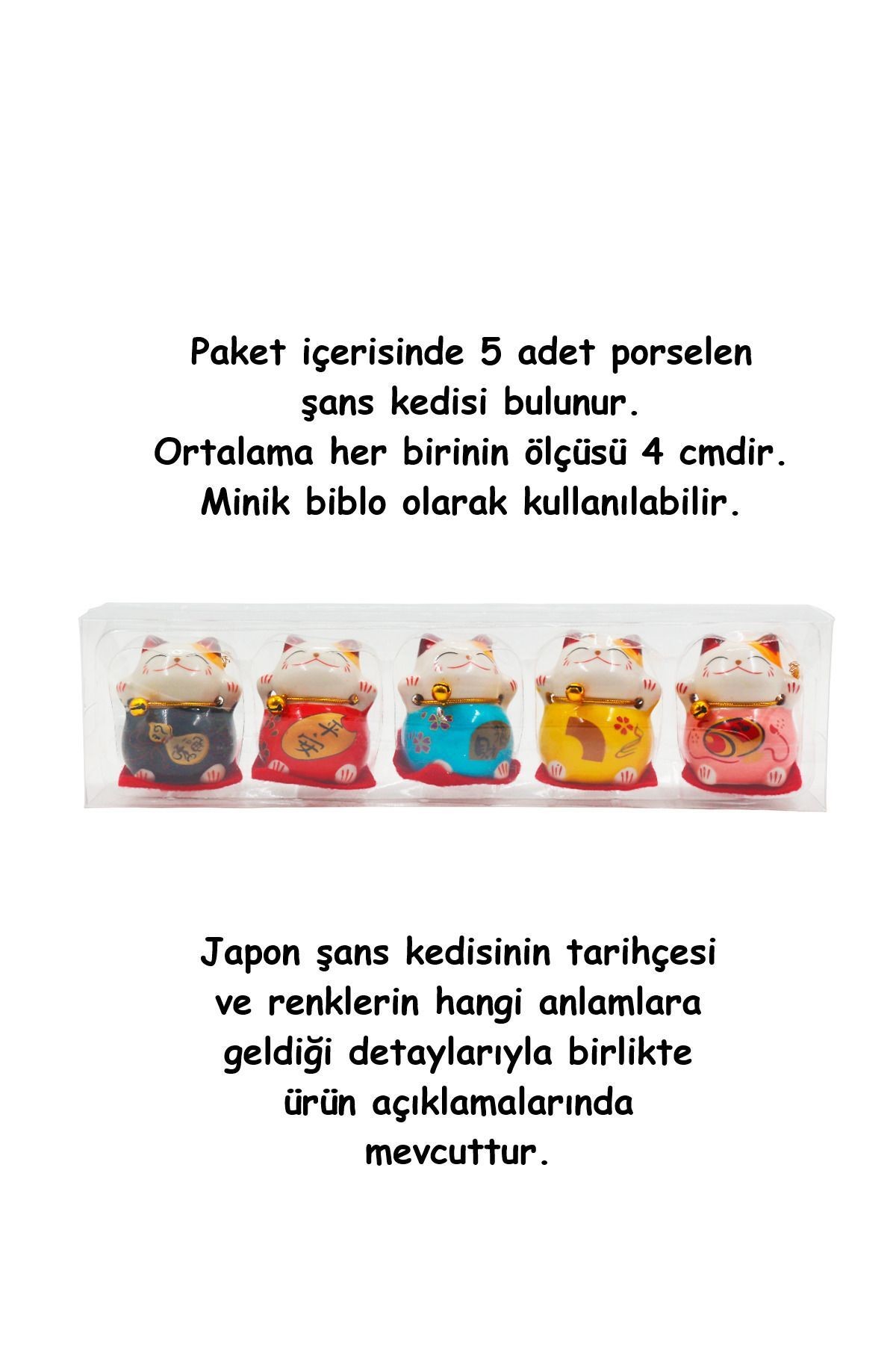 Japon Şans Kedisi Mini Porselen 4 cm 5 Adet