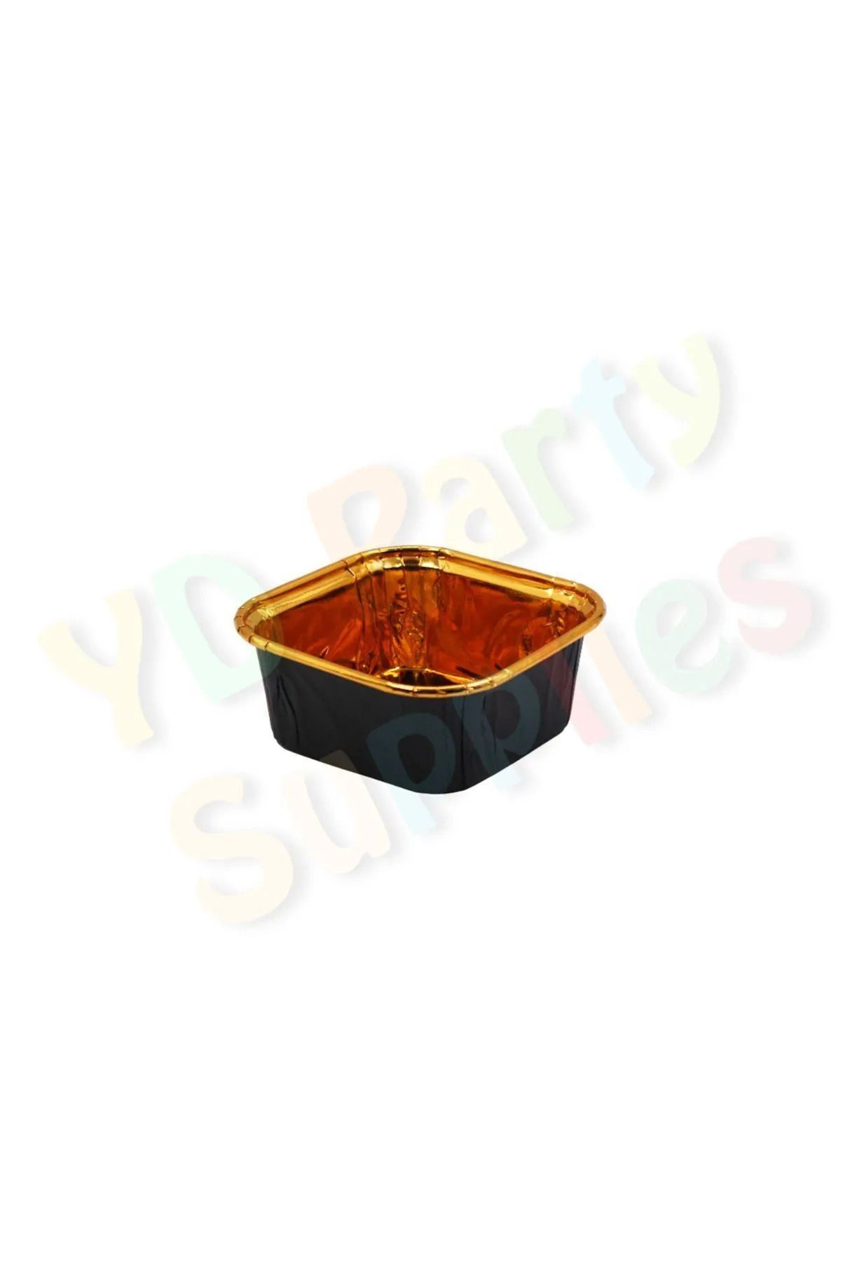 Siyah Gold Kare Muffin,Kek,Tatlı ve Aşure Kasesi 16 Adet 8.5x8.5 cm