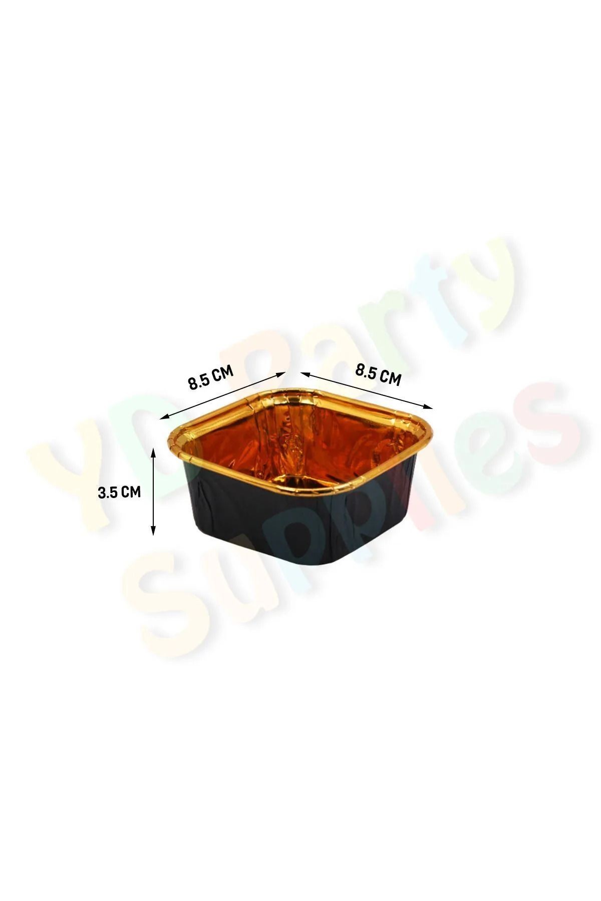 Siyah Gold Kare Muffin,Kek,Tatlı ve Aşure Kasesi 16 Adet 8.5x8.5 cm