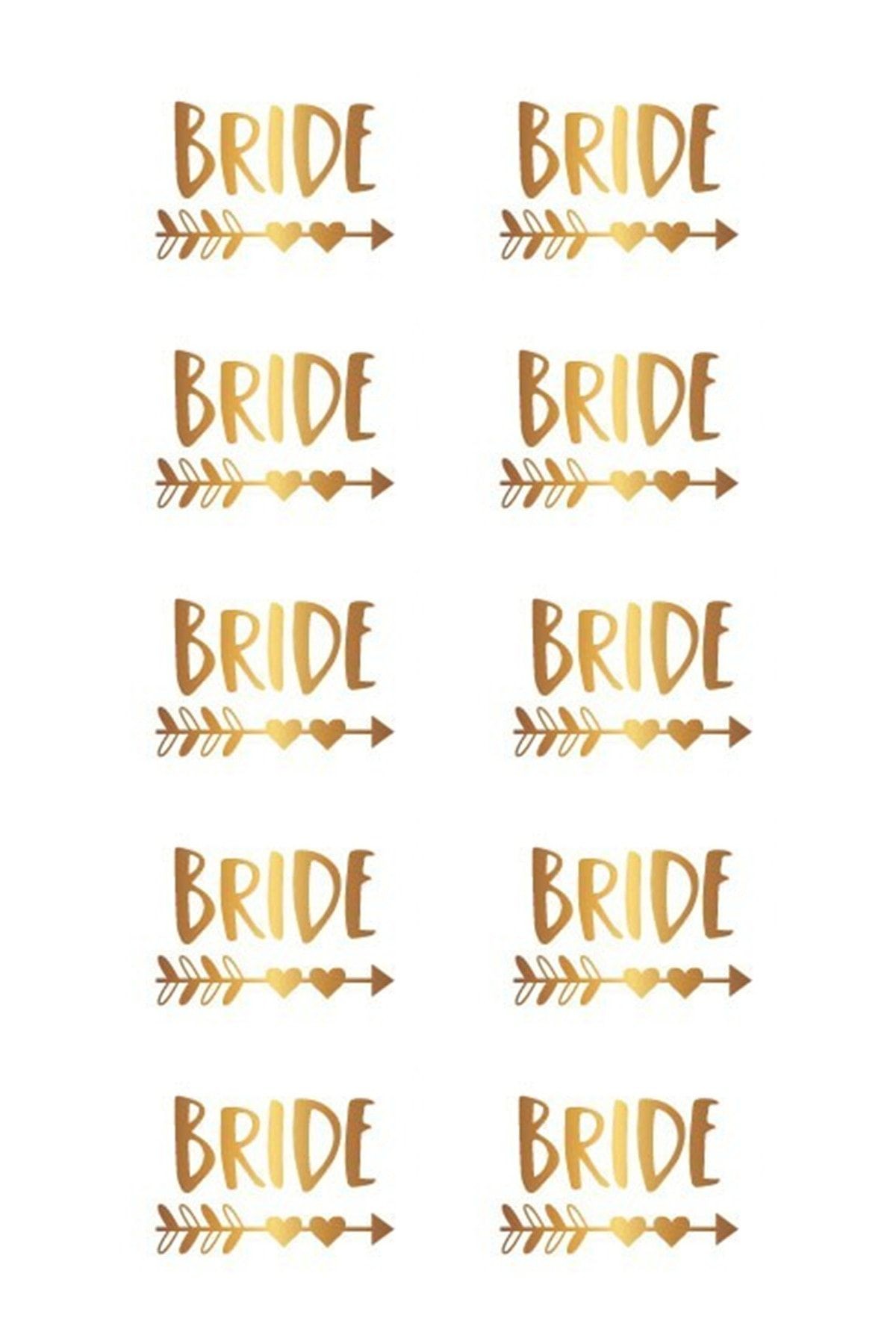 Bride To Be Gold Geçici Dövme Seti 10 Adet Kalpli Model
