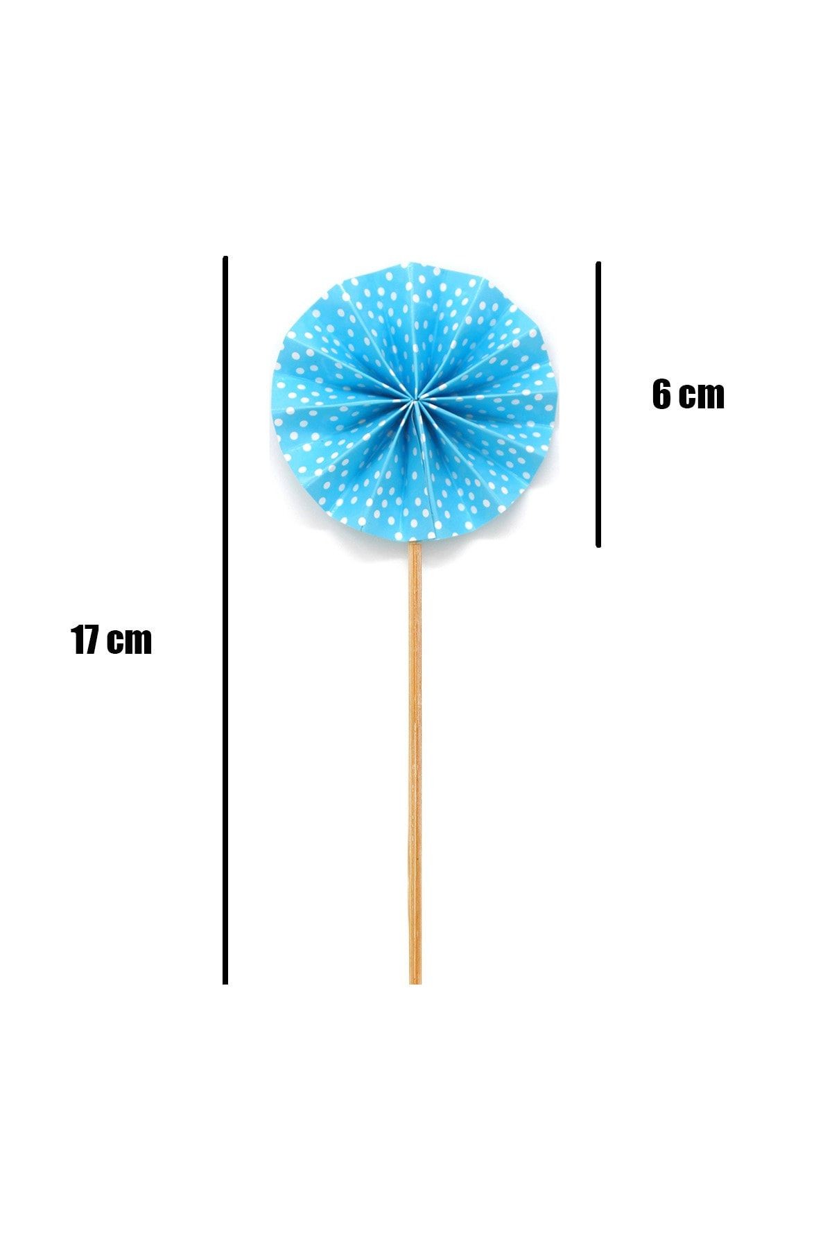 Mavi Mini Yelpaze Kürdan Cupcake ve Pasta Süsü 4 Adet