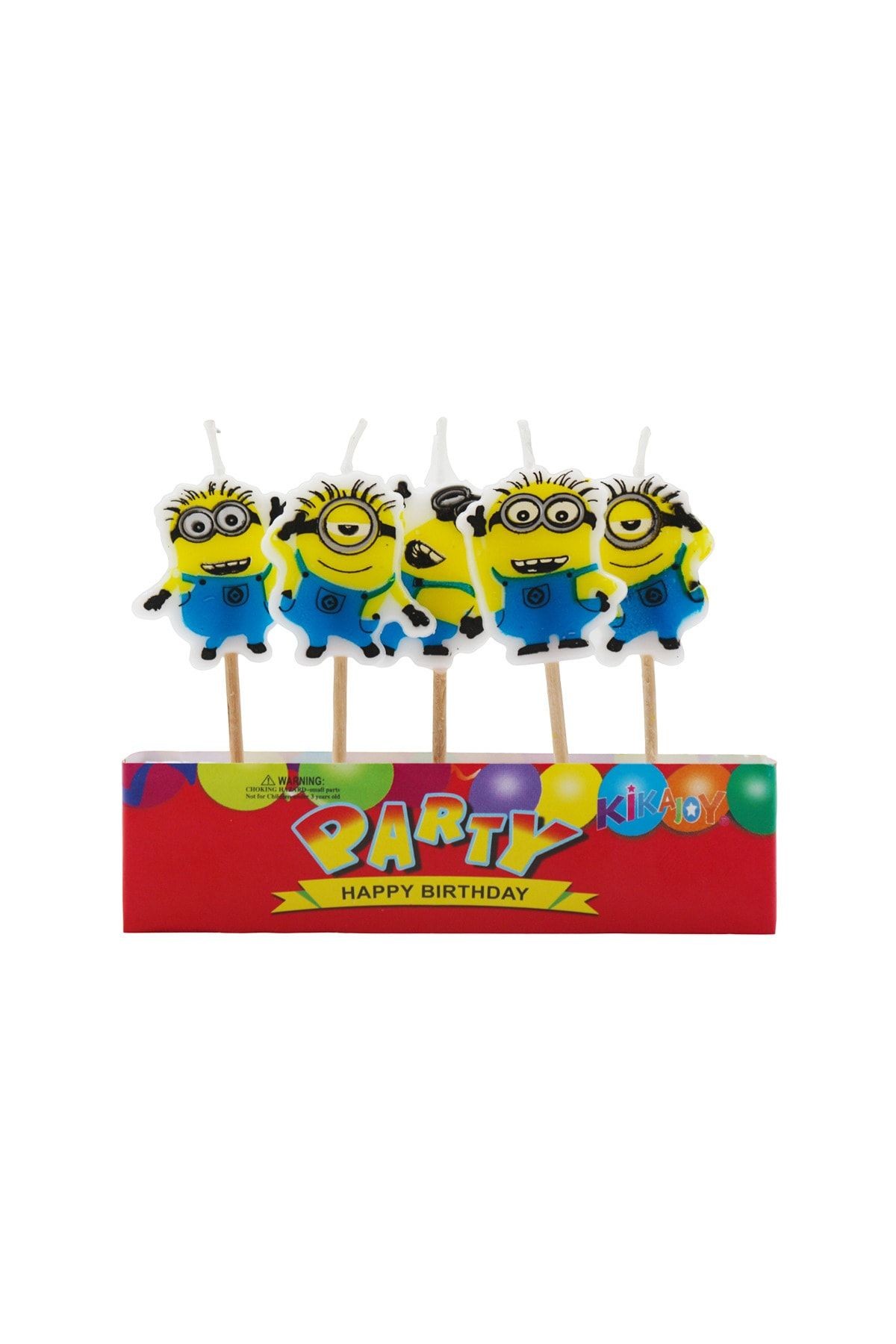 Minyonlar Temalı Kürdanlı Mini Pasta Mumu 5 Adet 7 cm