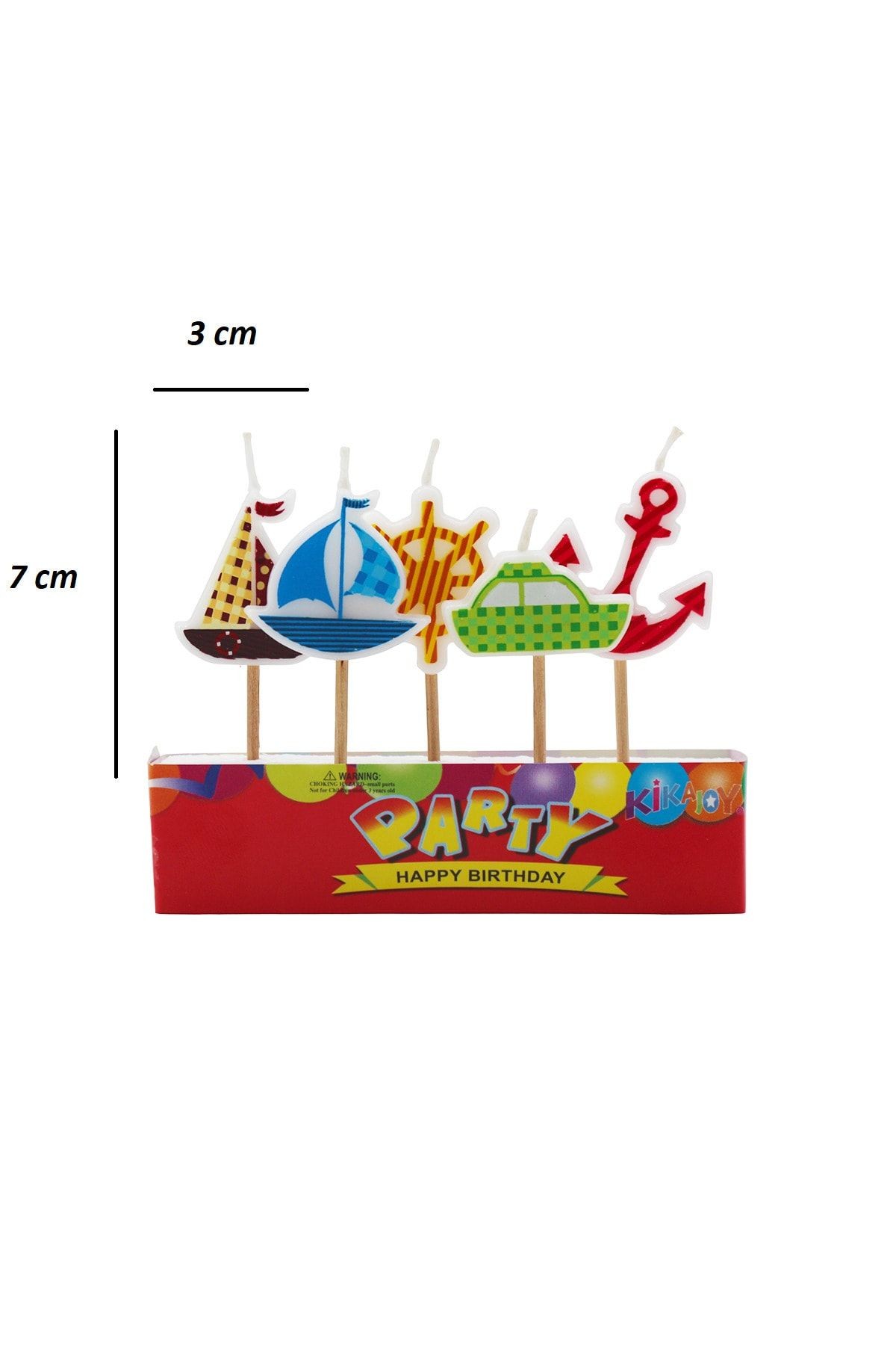 Denizci Temalı Kürdanlı Mini Pasta Mumu 5 Adet 7 cm