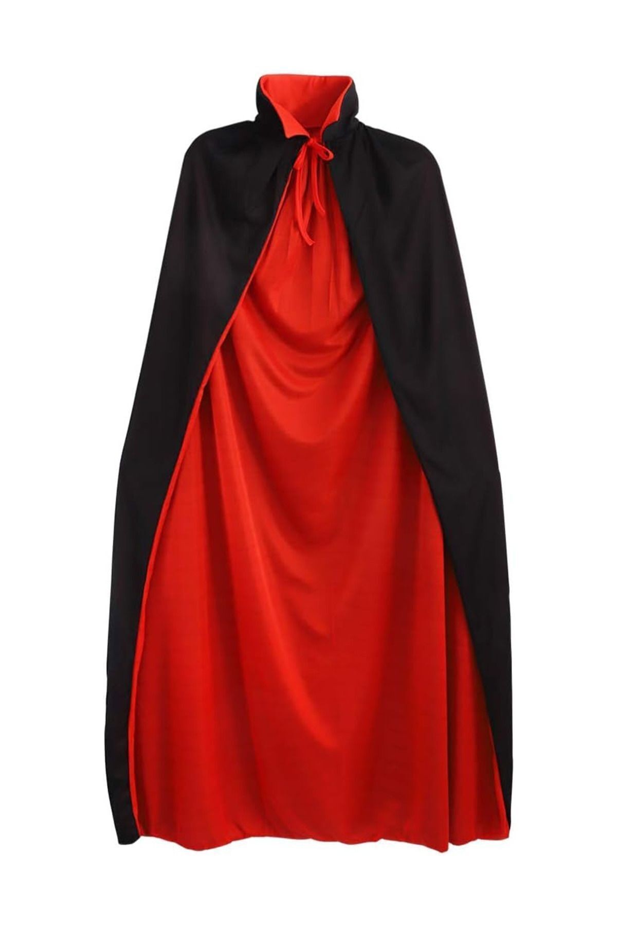 Halloween Lüks Pelerin 150 cm Çift Astarlı Siyah Kırmızı