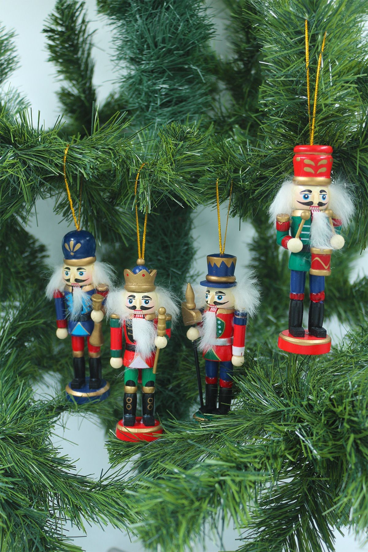 Kurşun Asker Fındıkkıran 4 Adet 13 cm Nutcracker Yılbaşı Ağacına Asılabilen Yeni Yıl Dekoru