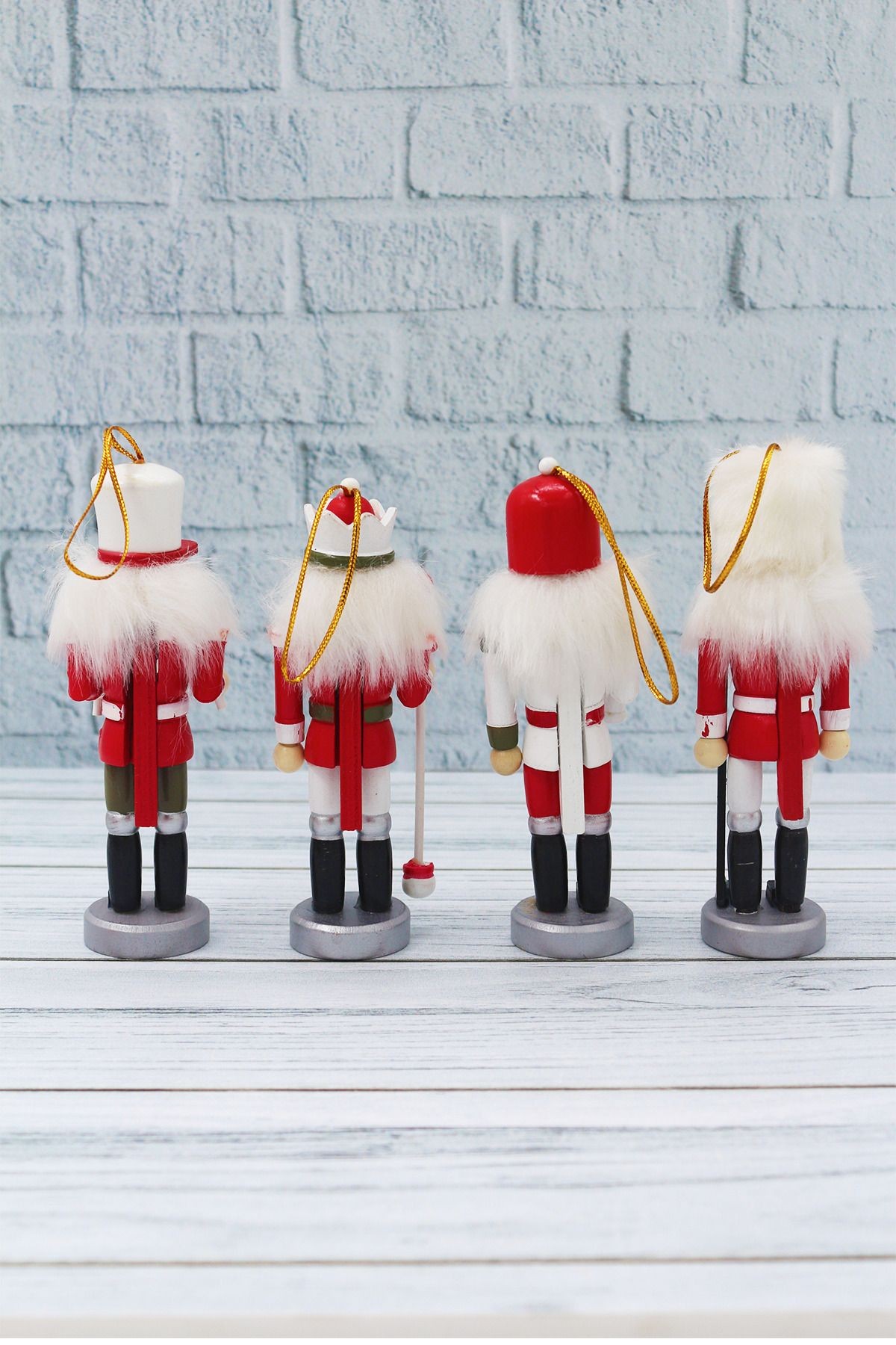 Kurşun Asker Fındıkkıran 4 Adet 13 cm Nutcracker Yılbaşı Ağacına Asılabilen Yeni Yıl Dekoru