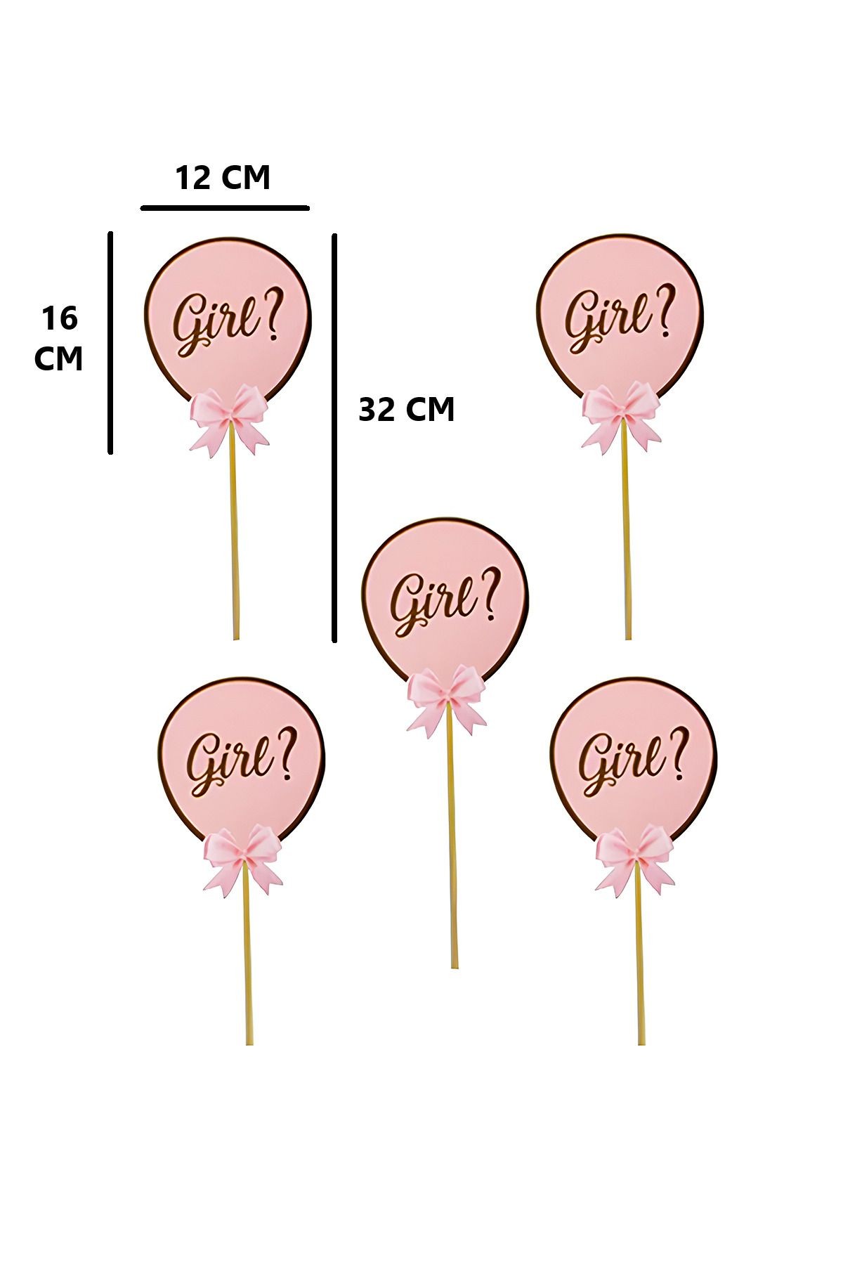 Konuşma Balonu Altın Varaklı Pembe Girl Baskılı 5 Adet