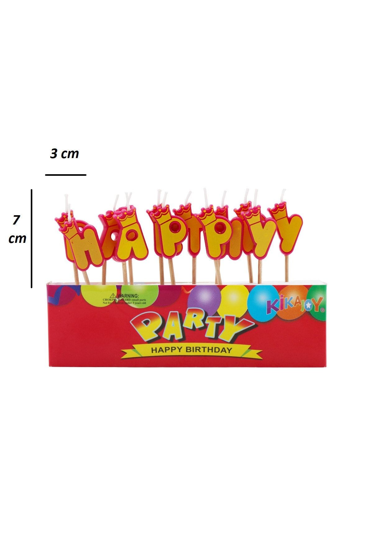 Taraftar Temalı Happy Birthday Kürdanlı Mini Pasta Mumu 7 cm