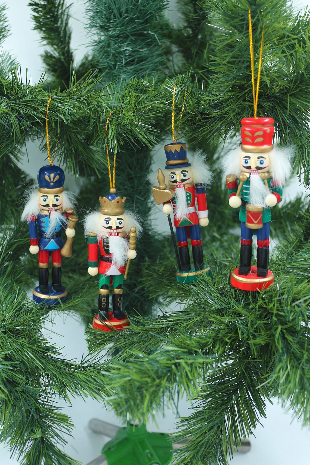 Kurşun Asker Fındıkkıran 4 Adet 13 cm Nutcracker Yılbaşı Ağacına Asılabilen Yeni Yıl Dekoru