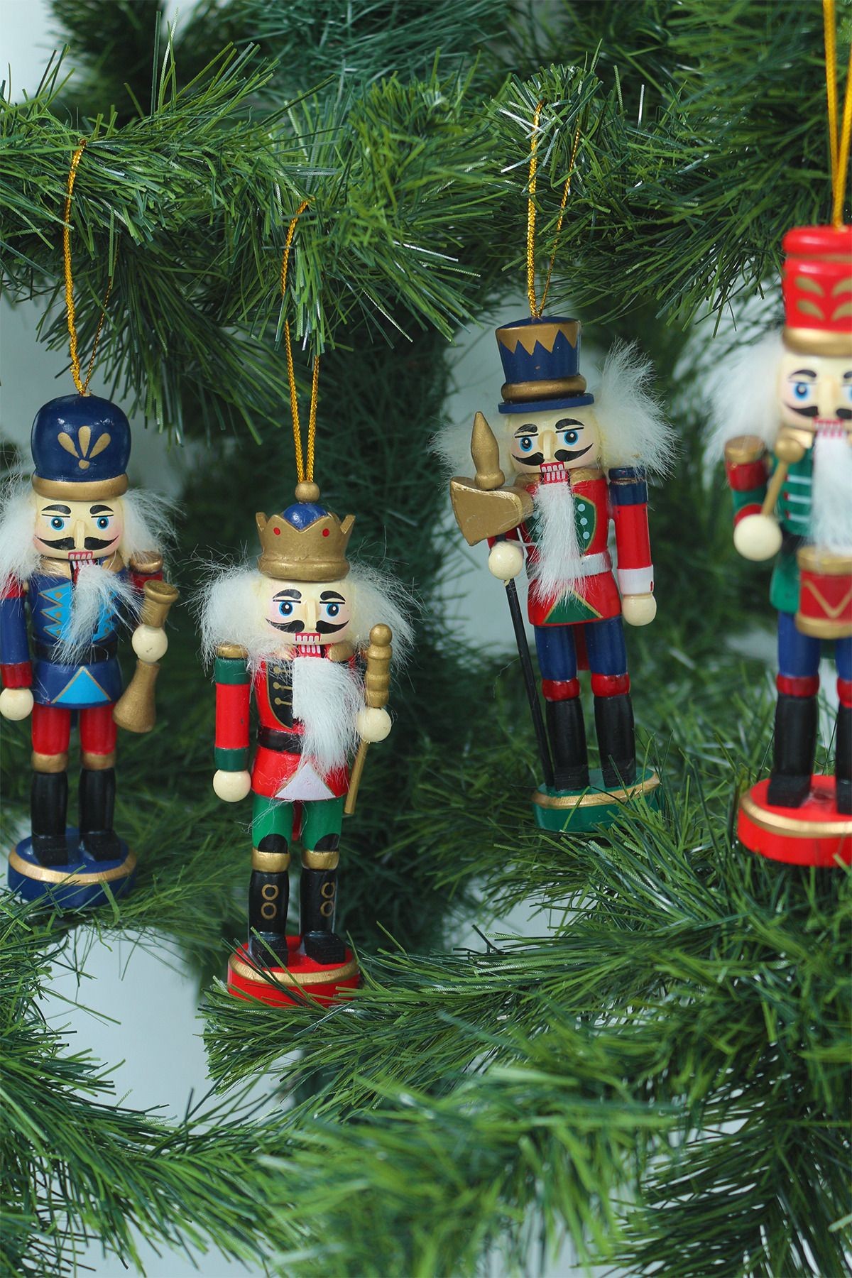 Kurşun Asker Fındıkkıran 4 Adet 13 cm Nutcracker Yılbaşı Ağacına Asılabilen Yeni Yıl Dekoru