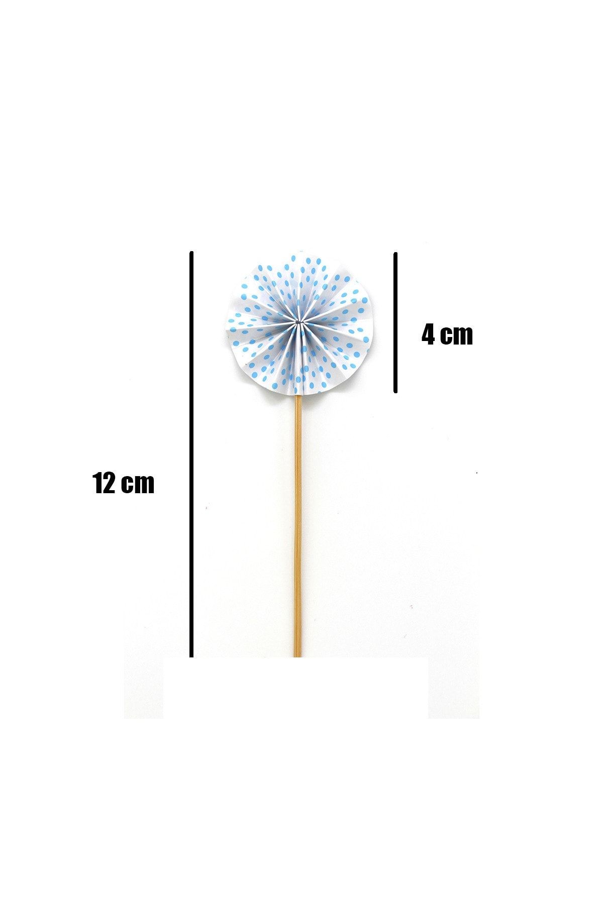 Mavi Mini Yelpaze Kürdan Cupcake ve Pasta Süsü 4 Adet