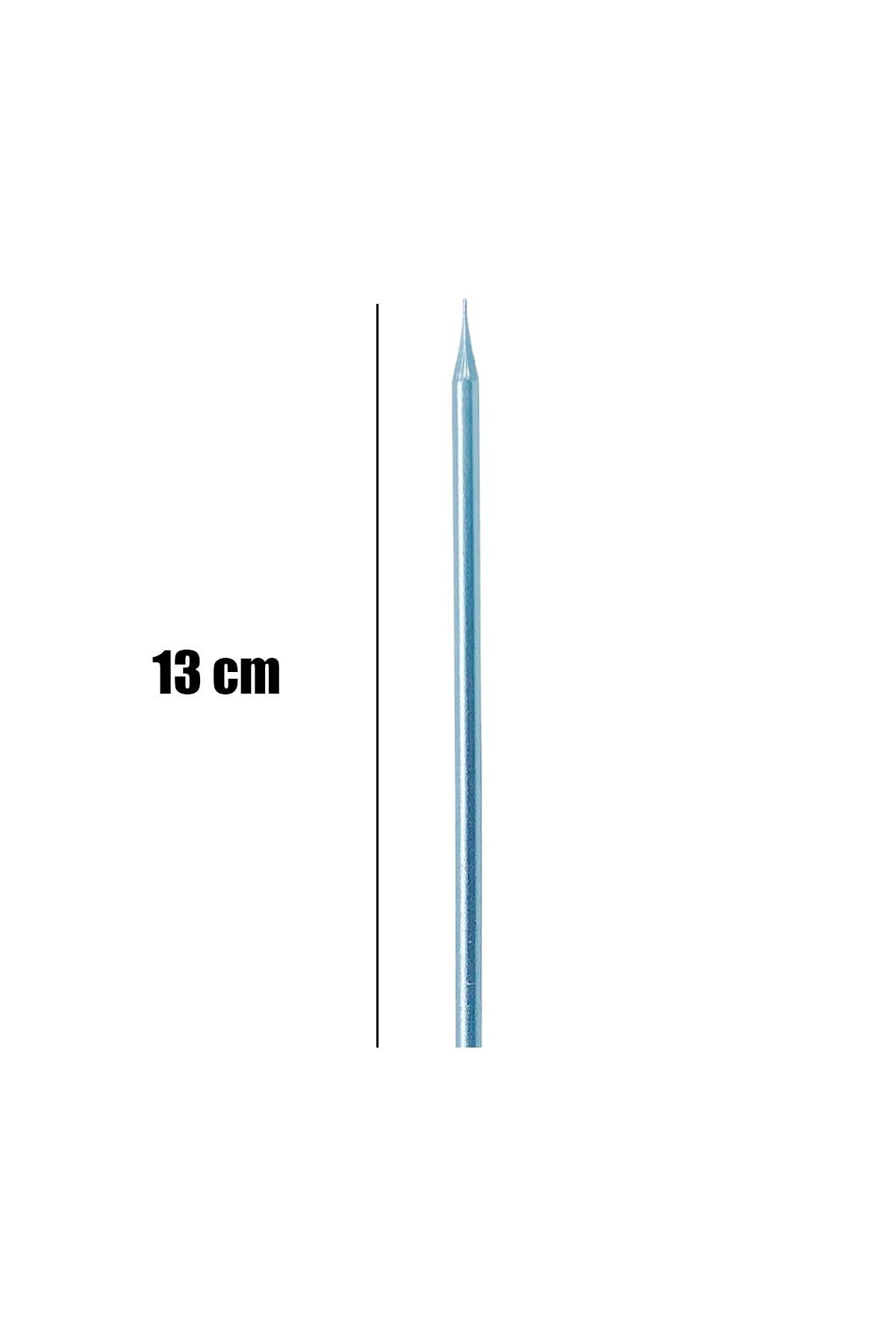 Gümüş Metalik Renk Pasta Mumu 13 Cm 6 Adet