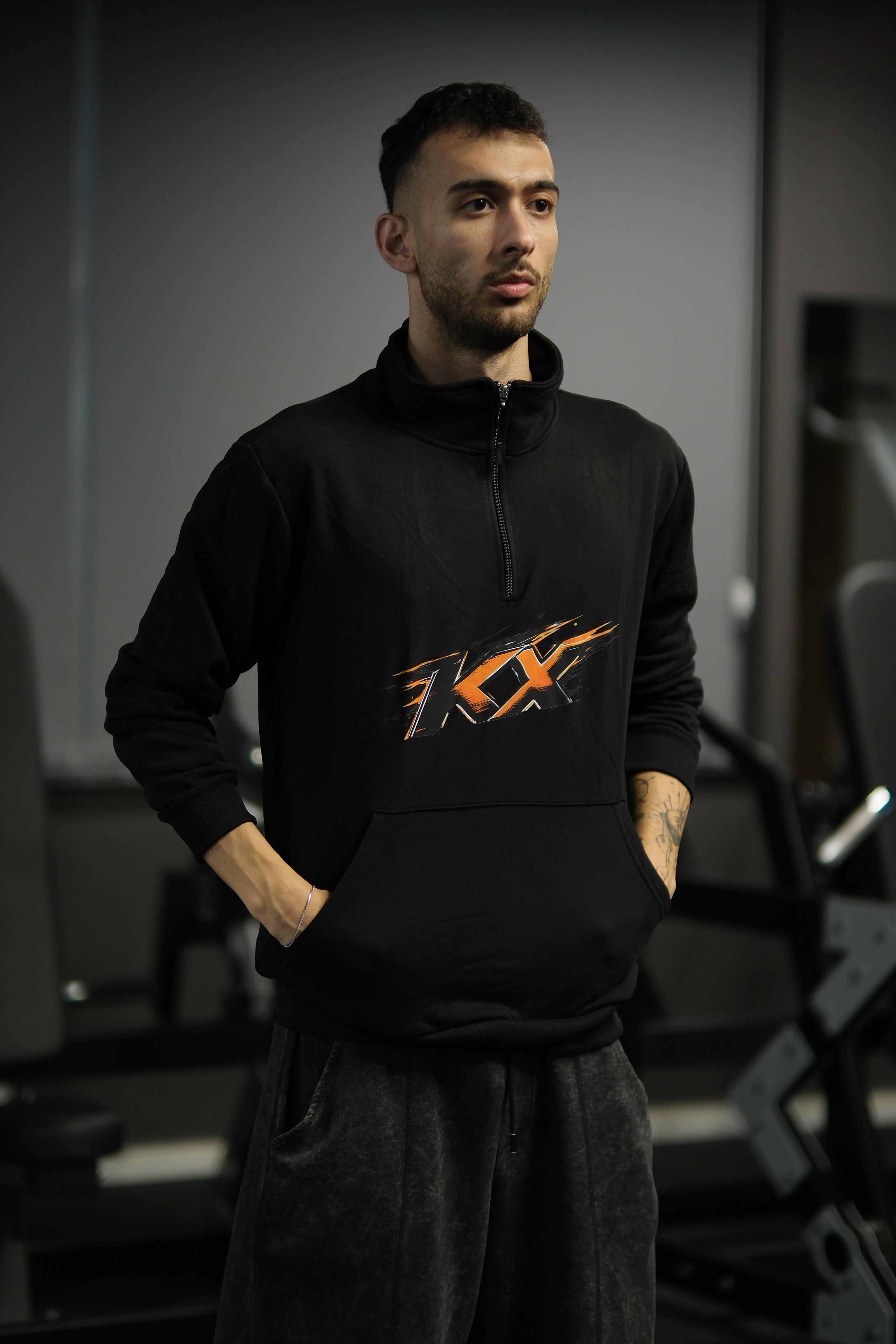 KX Logolu, Yarım Fermuarlı Sweatshirt 