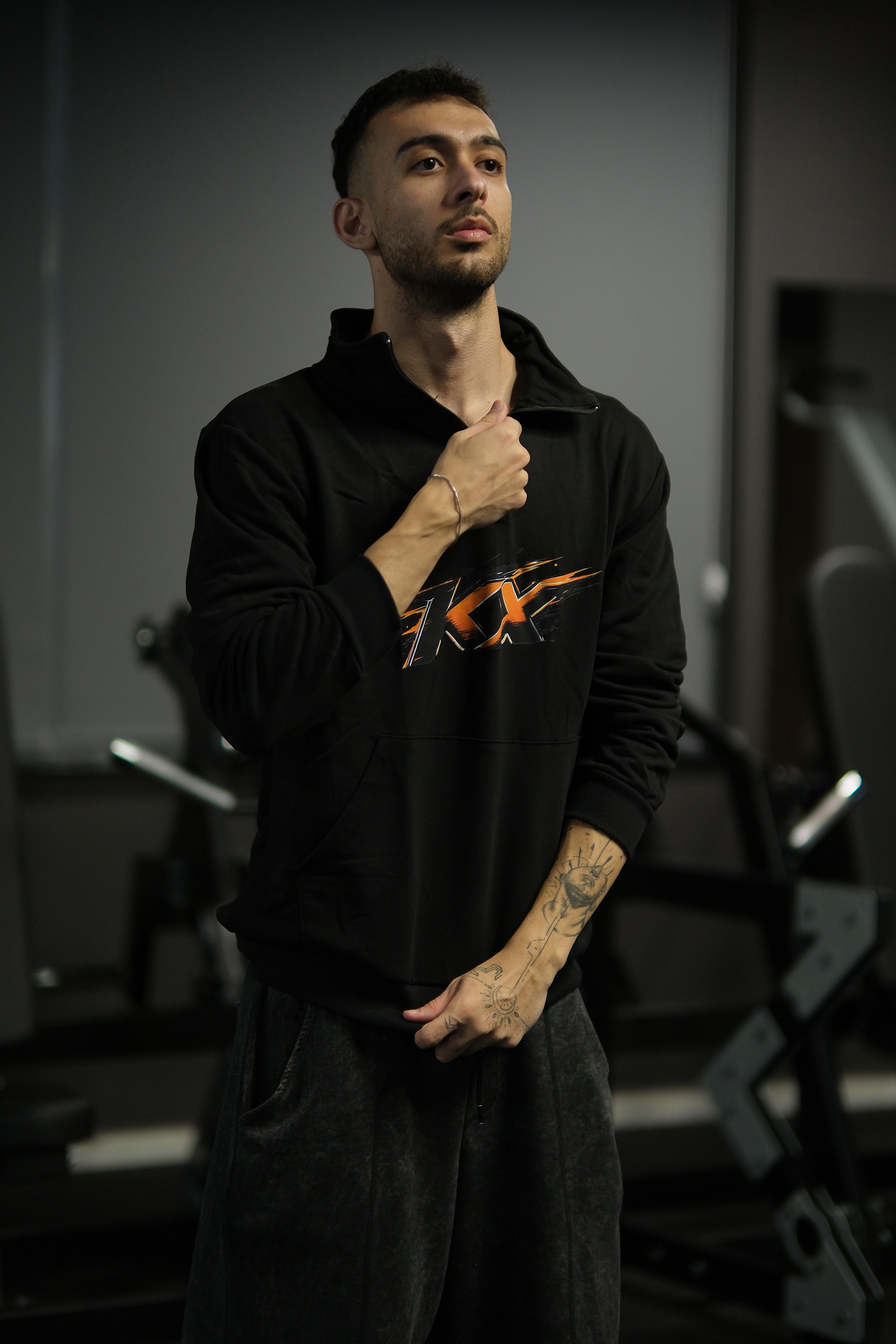 KX Logolu, Yarım Fermuarlı Sweatshirt 