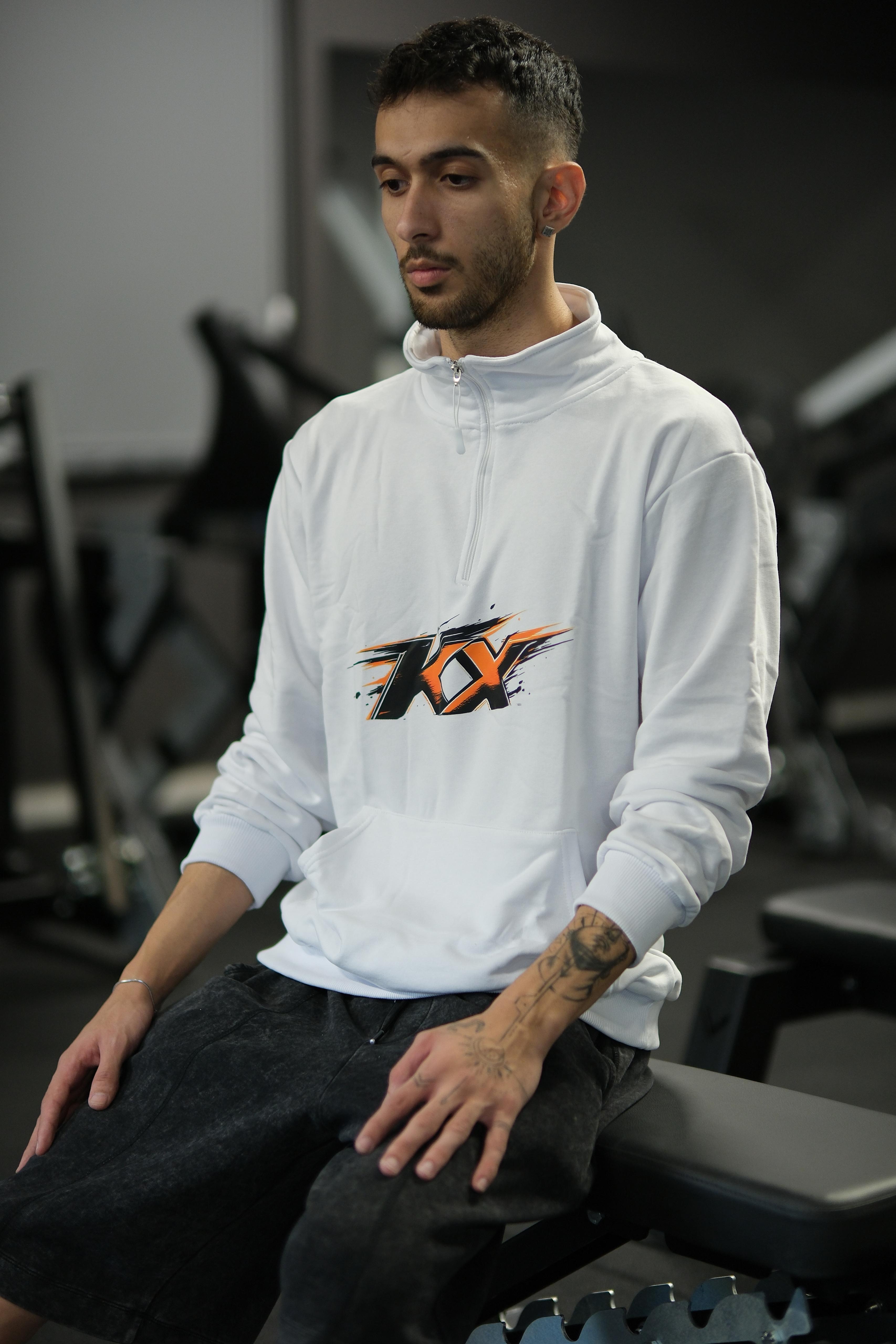 KX Logolu Yarım Fermuarlı Sweatshirt 