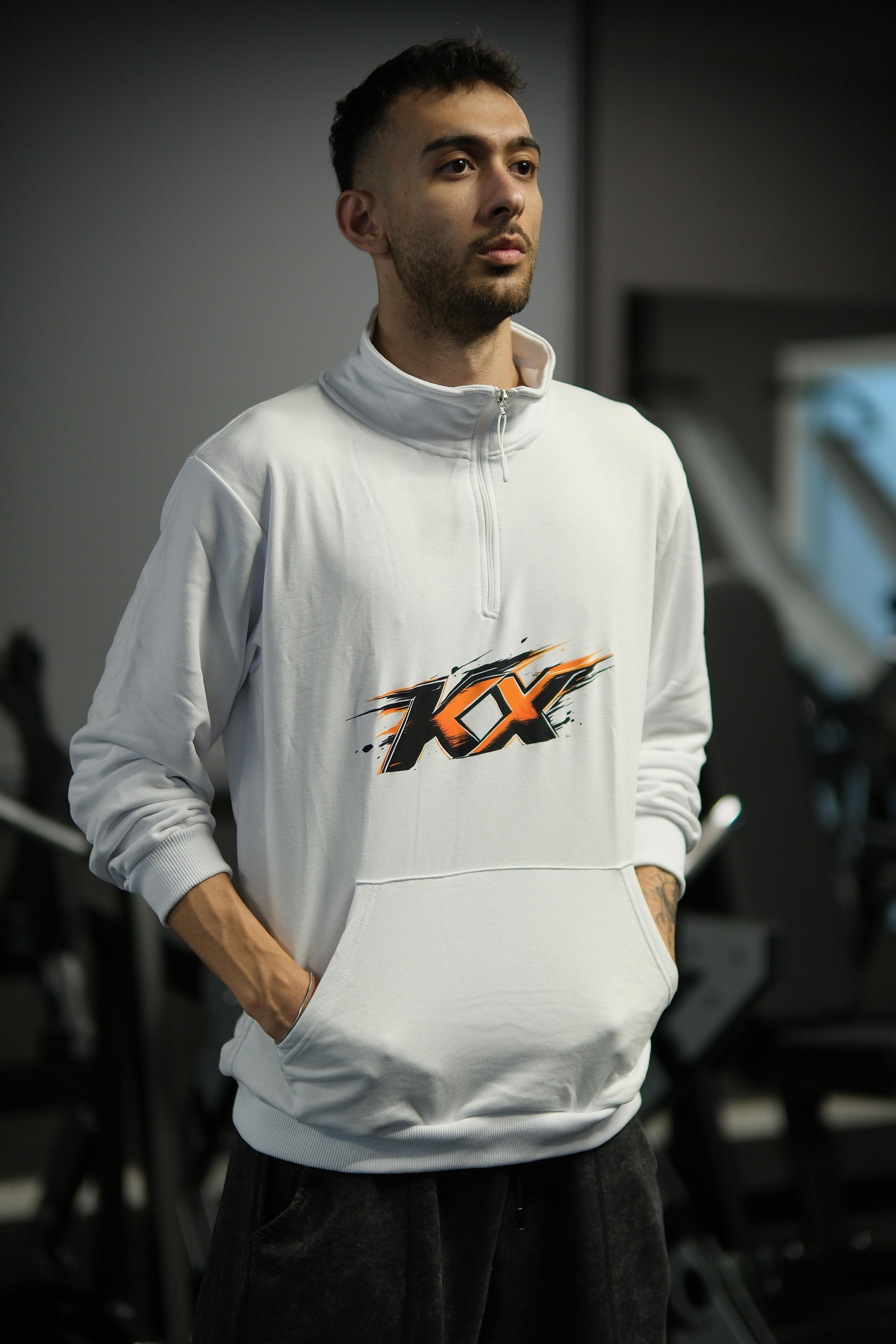 KX Logolu Yarım Fermuarlı Sweatshirt 