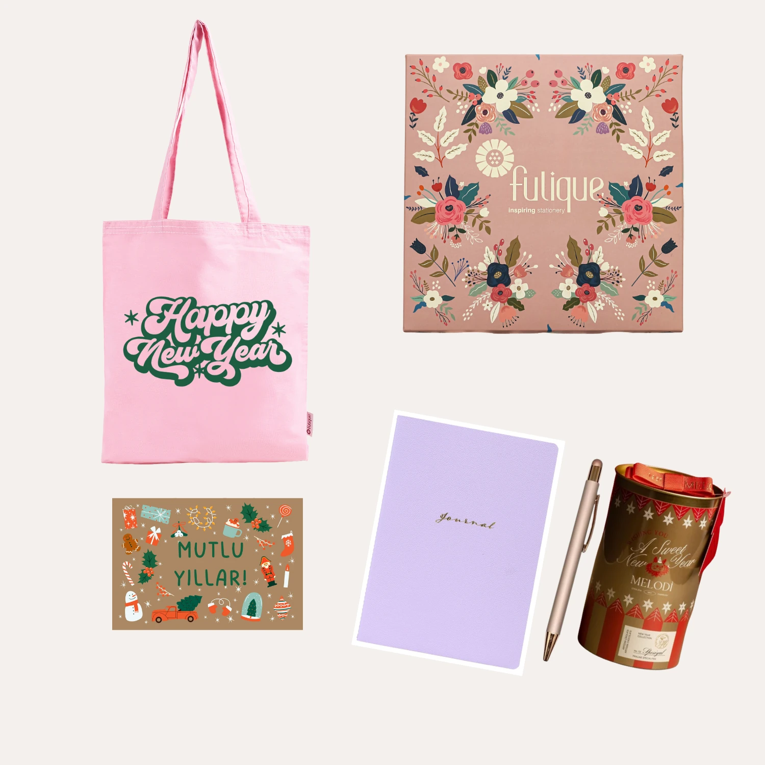 2026 Yılbaşı ve Yeni yıl Hediye Kutusu - PEMBE YEŞİL