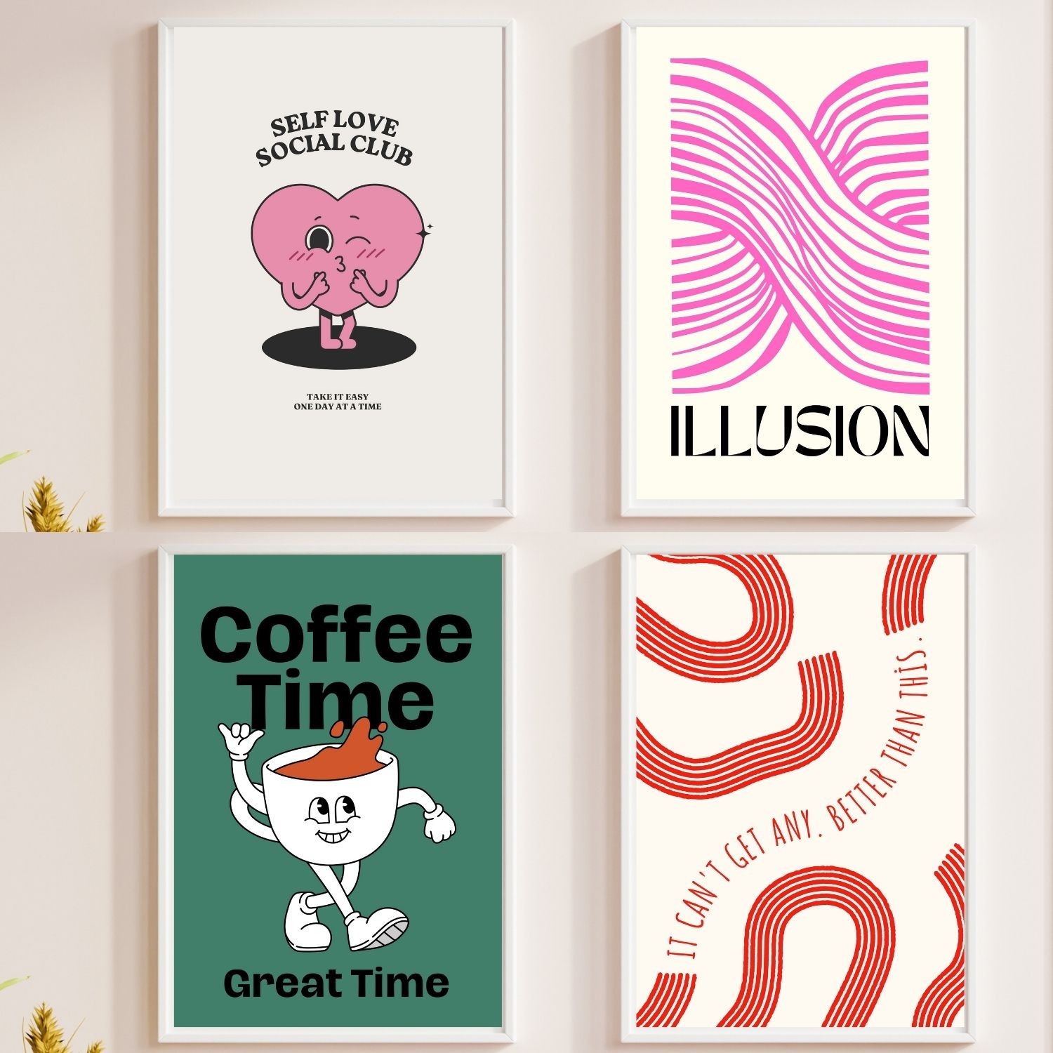 Self & Coffee Love 4'lü Poster Seti