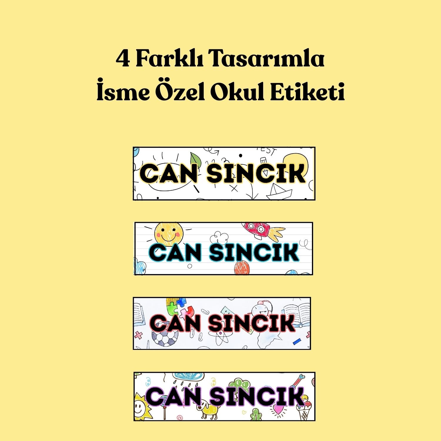 İsme Özel Okul Etiketi - ÇİZGİ RESİM