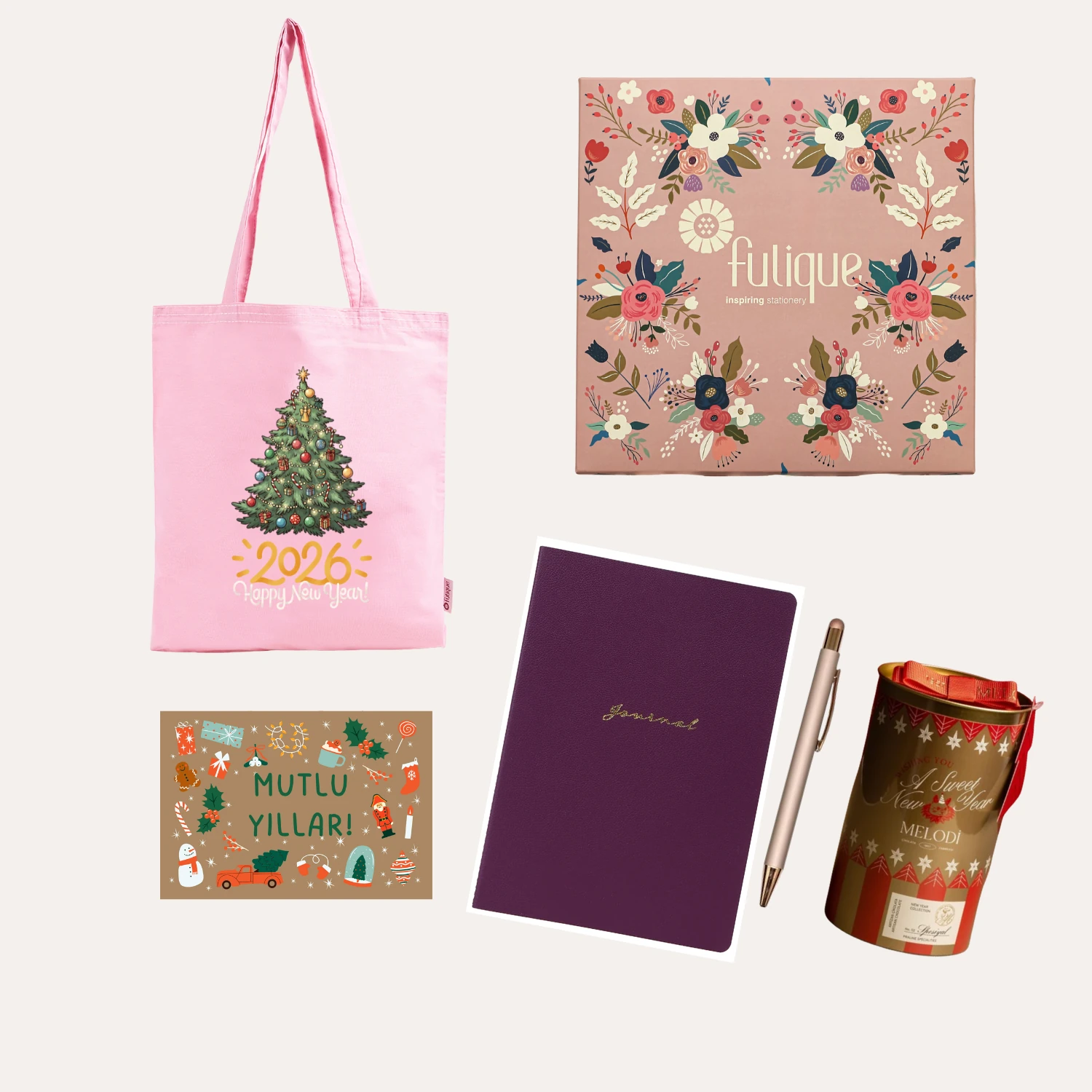 2026 Yılbaşı ve Yeni yıl Hediye Kutusu - PEMBE
