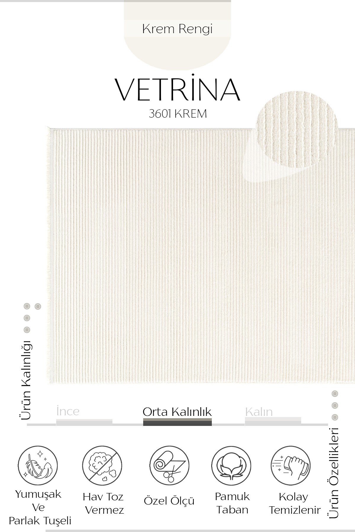 Vetrina 3601 Maschinengewebt Teppich Creme