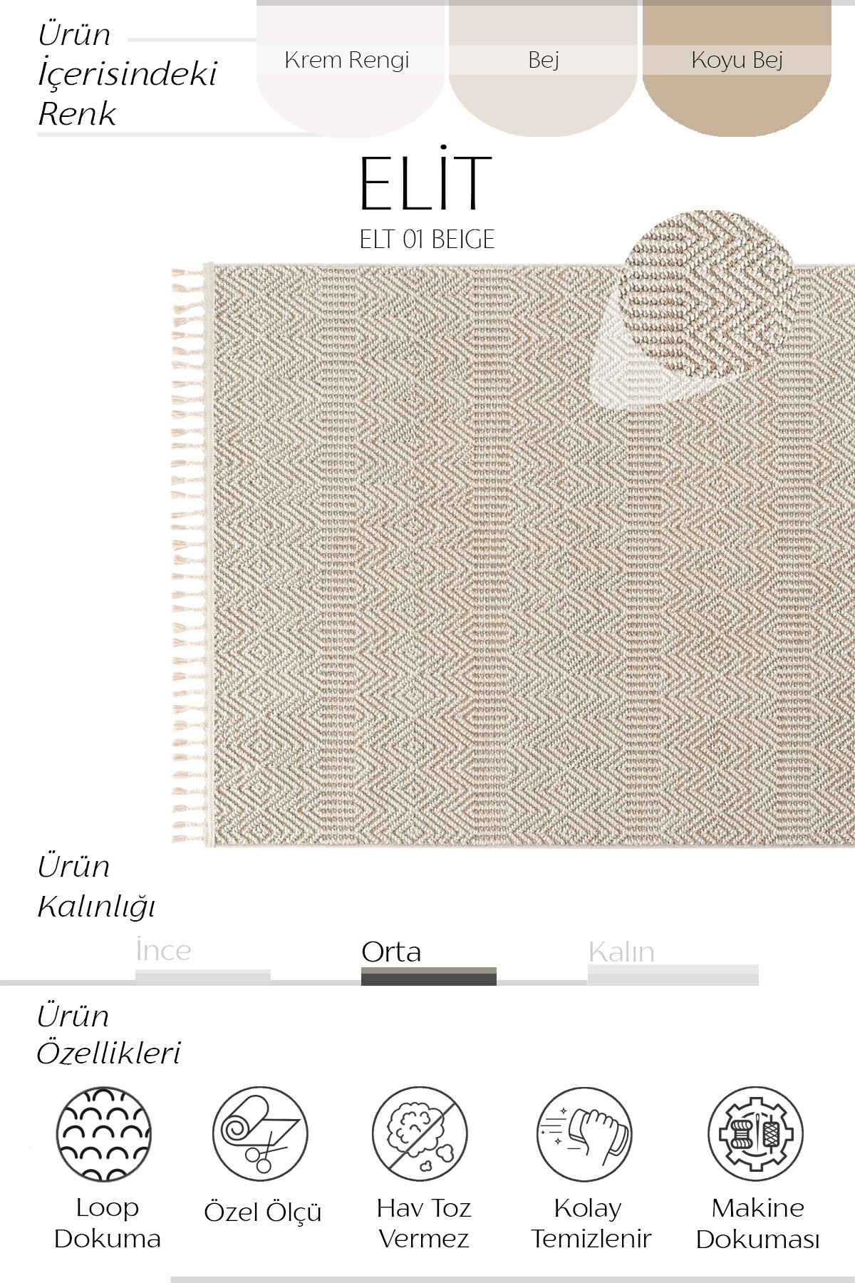 Teppich Schneidbar Rug Elit 01 Beige Hallway 