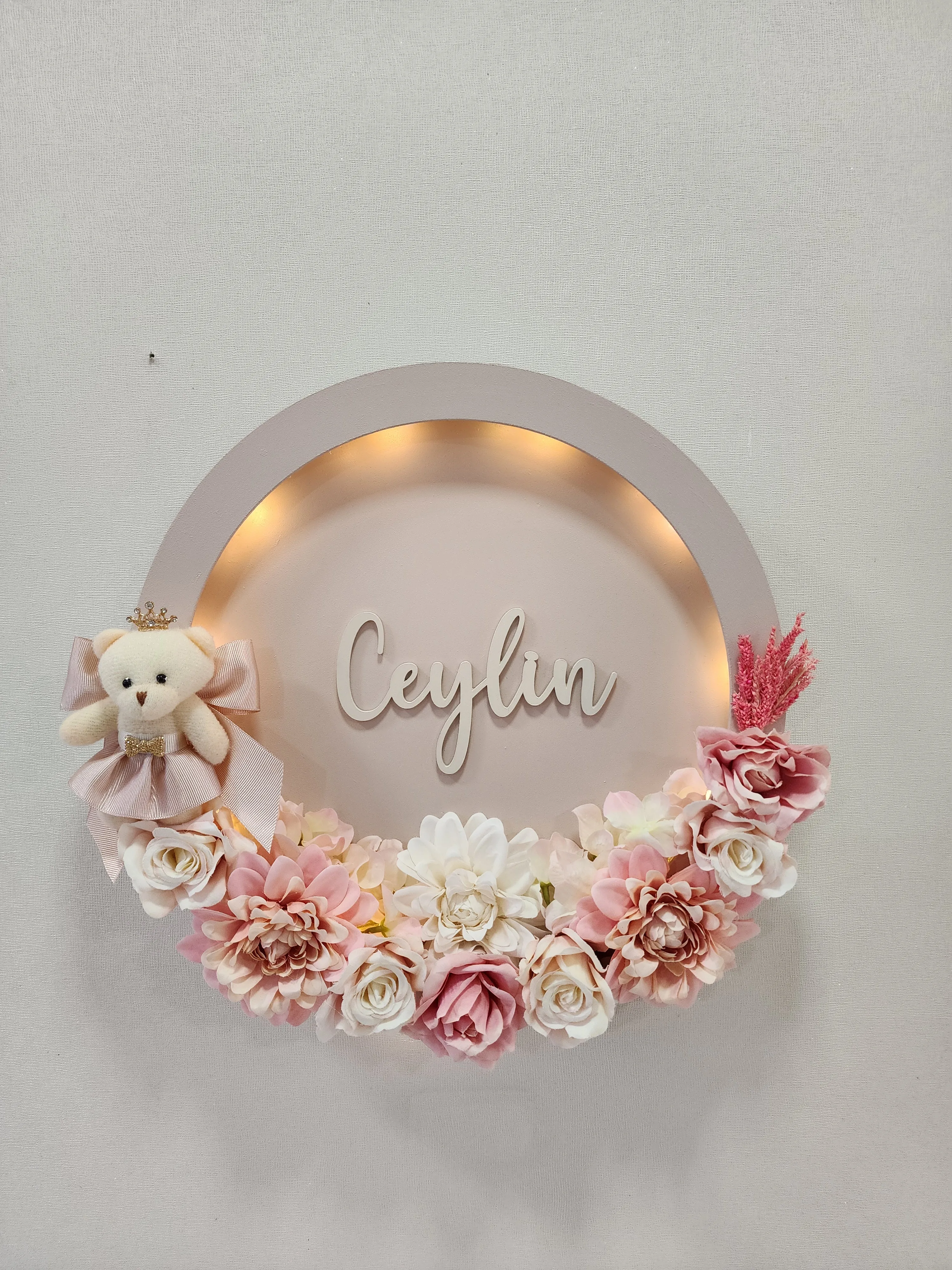 AYICIKLI YUVARLAK ÇİÇEKLİ KAPI SÜSÜ