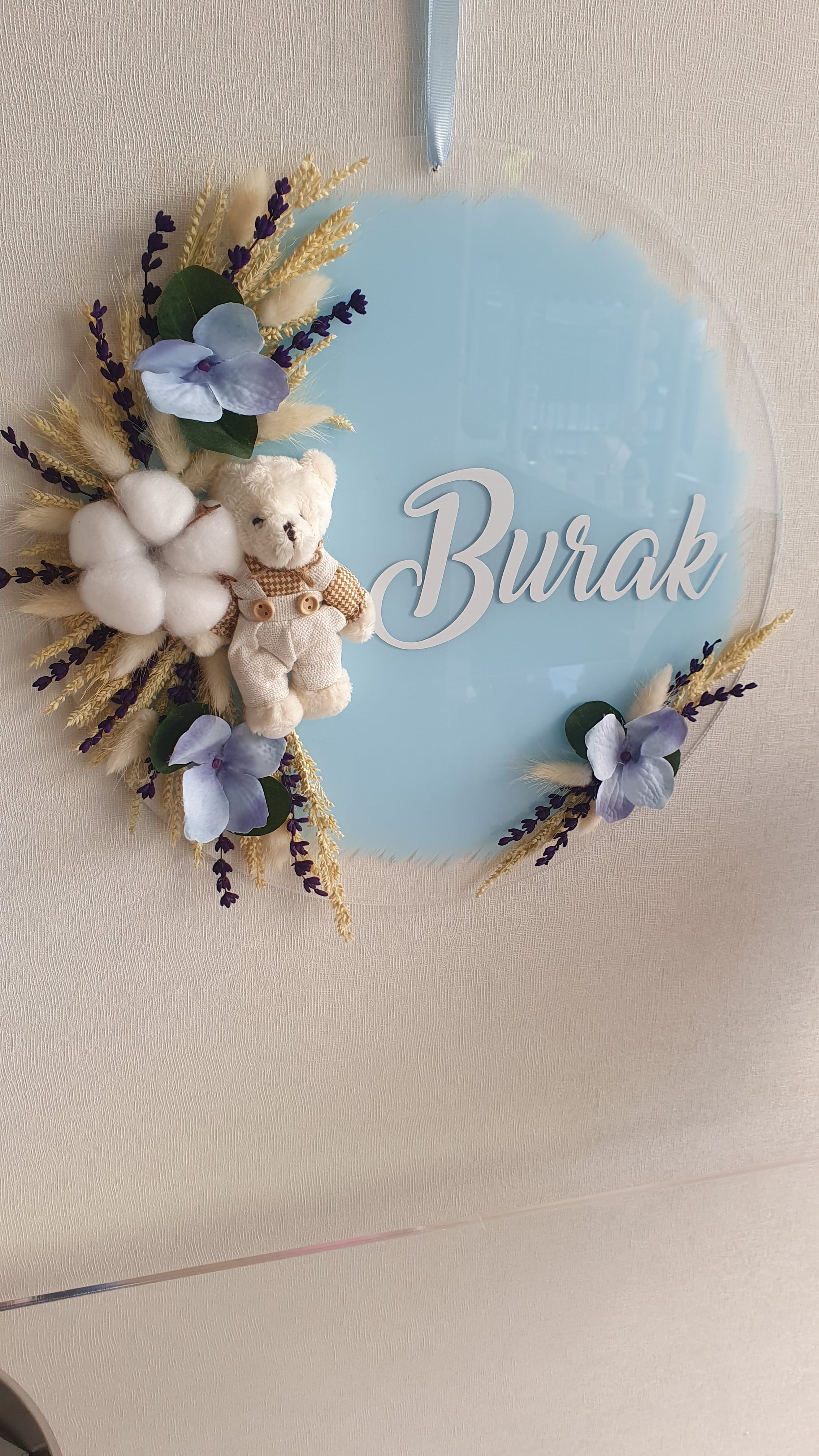 PLEKSİ ERKEK BEBEK KAPI SÜSÜ