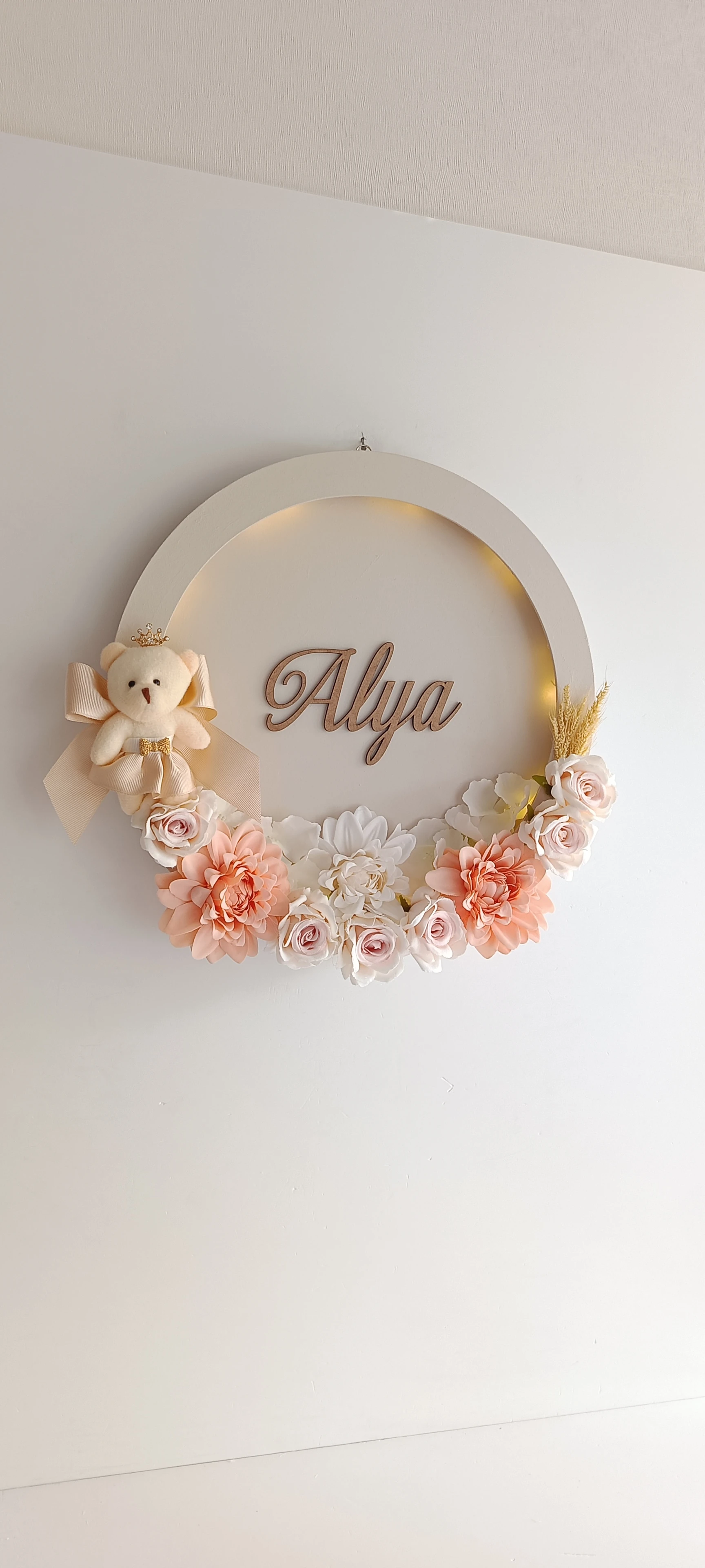 AYICIKLI YUVARLAK ÇİÇEKLİ KAPI SÜSÜ