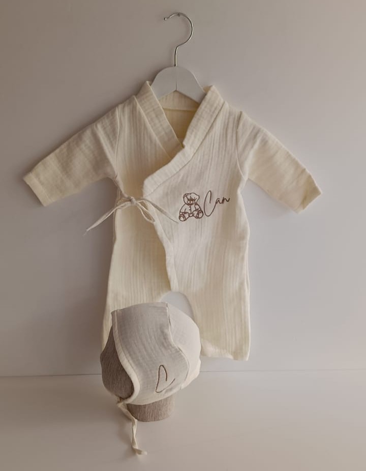 Ayıcıklı Müslin Bebek Tulumu 