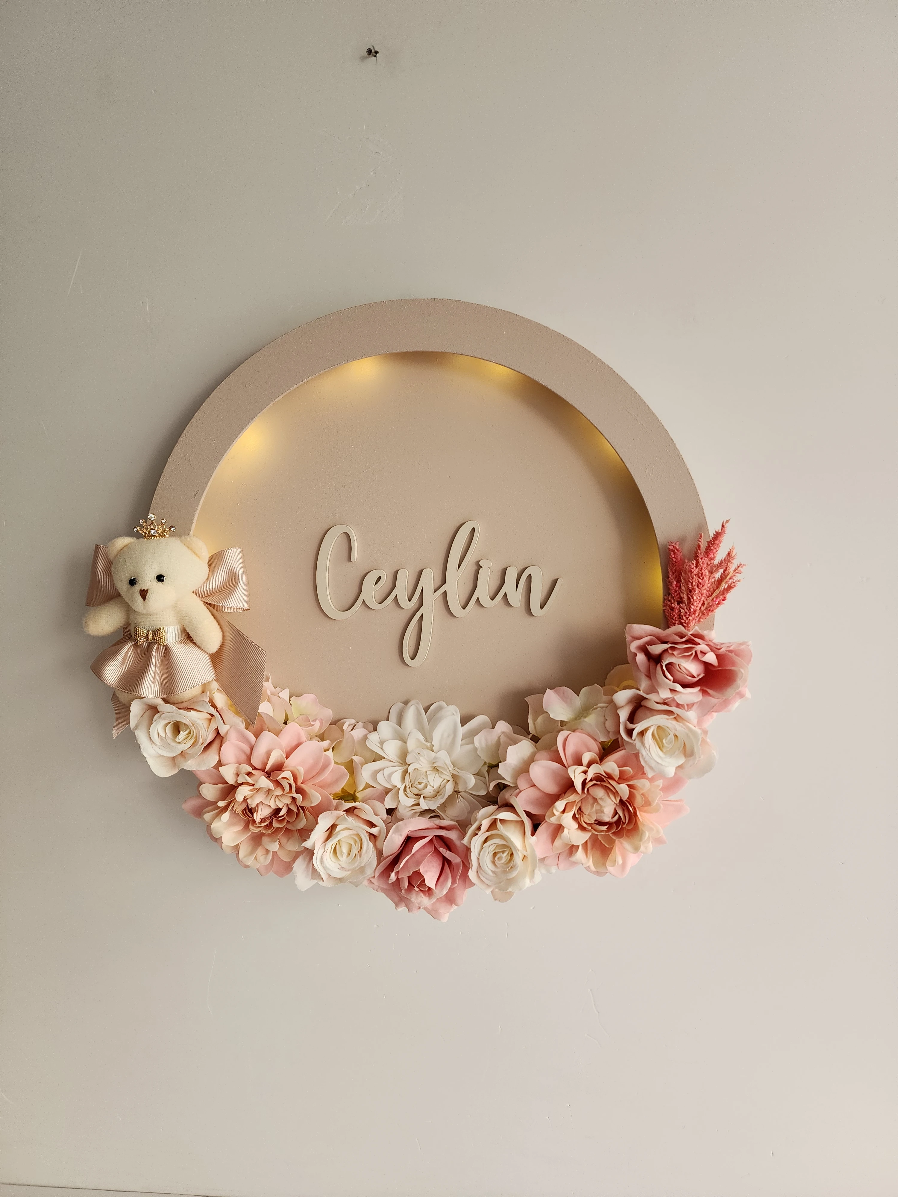 AYICIKLI YUVARLAK ÇİÇEKLİ KAPI SÜSÜ