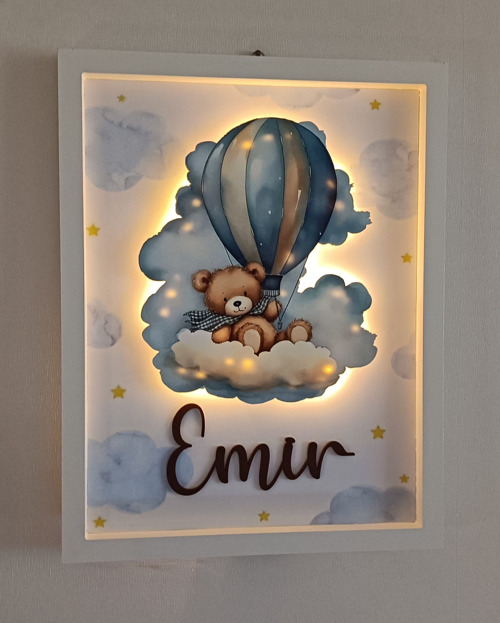 Uçan Balonlu Ayı Pano Kapı Süsü
