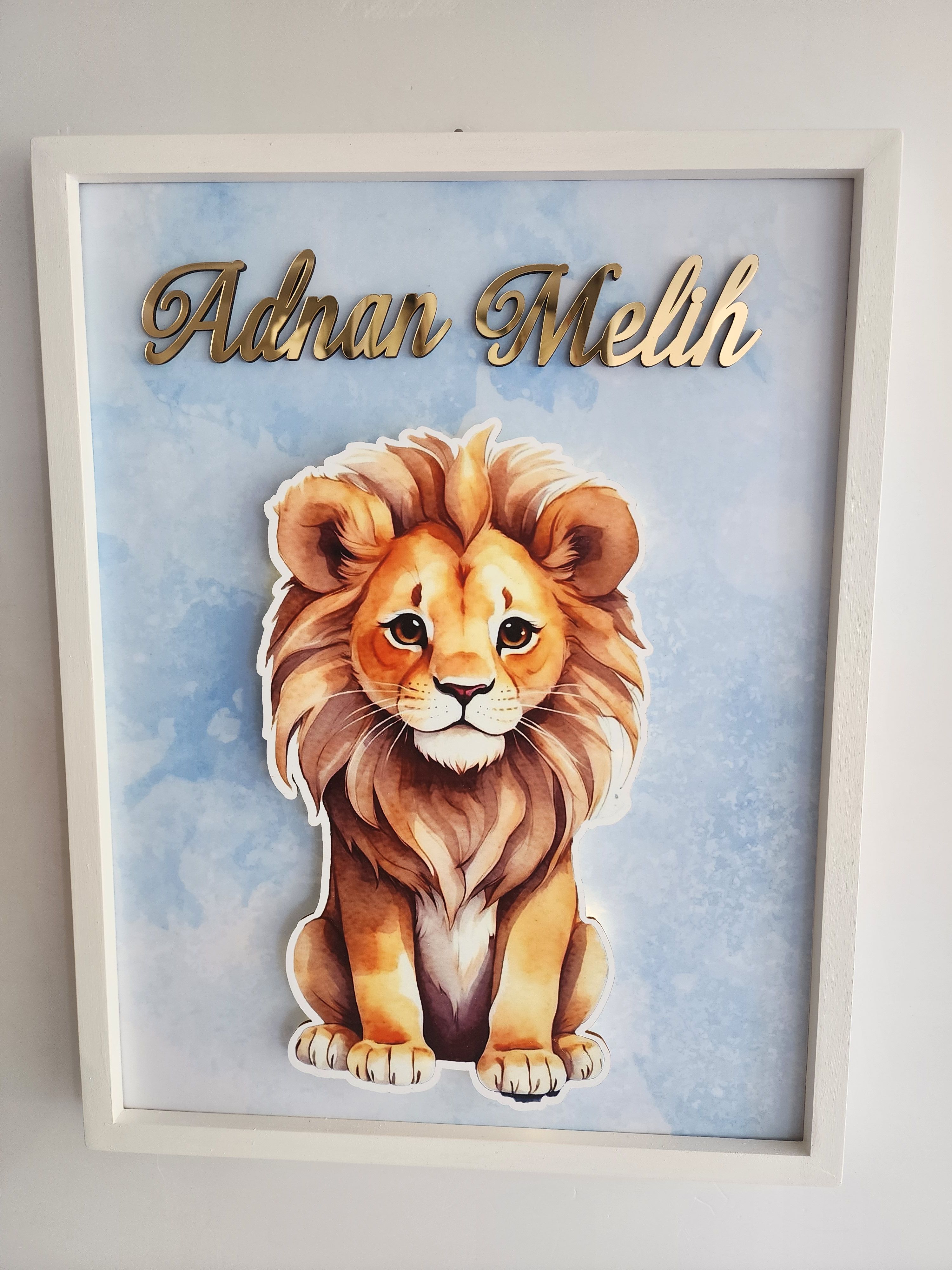 Aslan Temalı Kişiye Özel LED Işıklı Kapı Süsü 