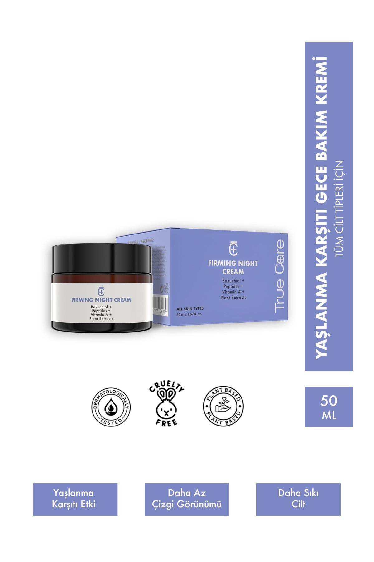 Retinol, Bakuchiol, Peptit Komplex Içeren Kırışıklık Ve Yaşlanma Karşıtı Gece Bakım Kremi 50 Ml.