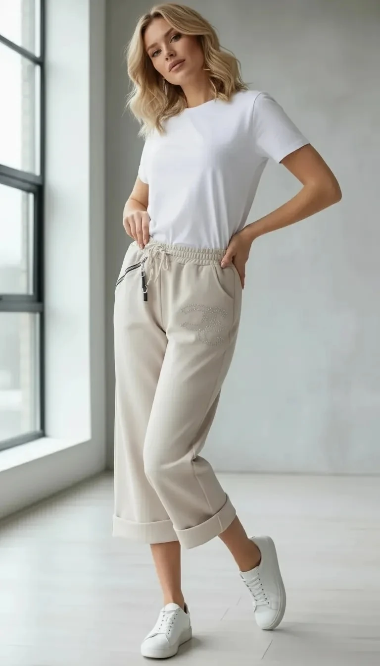 Nakış Ve Fermuar Detaylı Pantolon