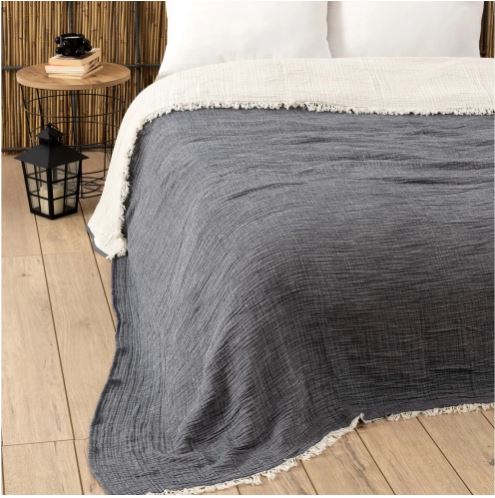 7 Kat Muslin Yatak Örtüsü - antrasit