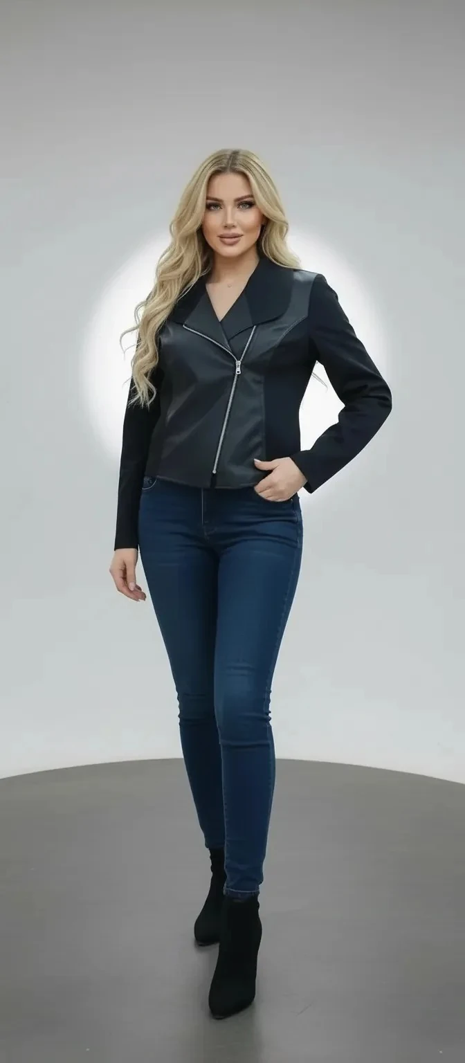 Sierra Otantik Haki ve Siyah Derili Ceket - Siyah