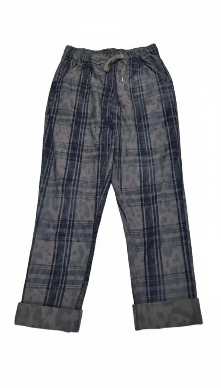 Gri Ekose Desenli Pantolon