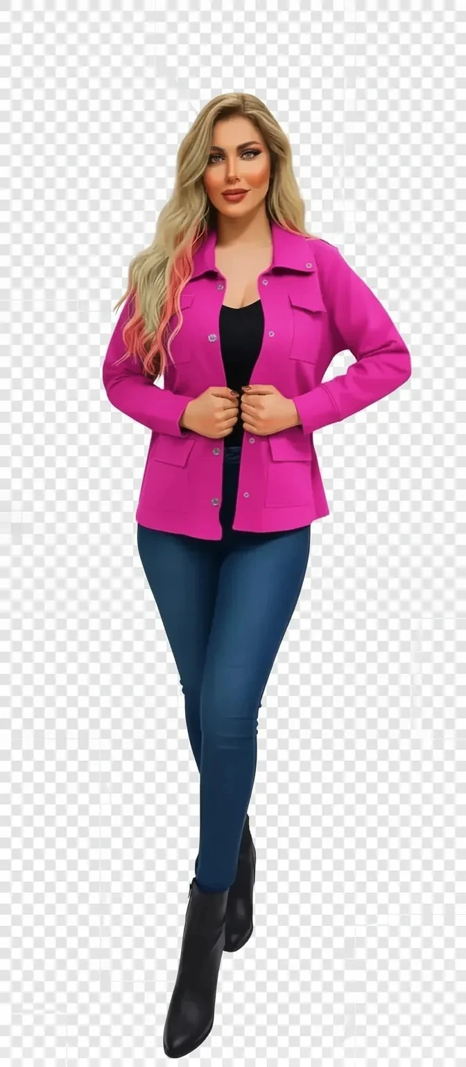 Sierra Otantik Denim kumaş Beli Lastikli Ceket - pembe