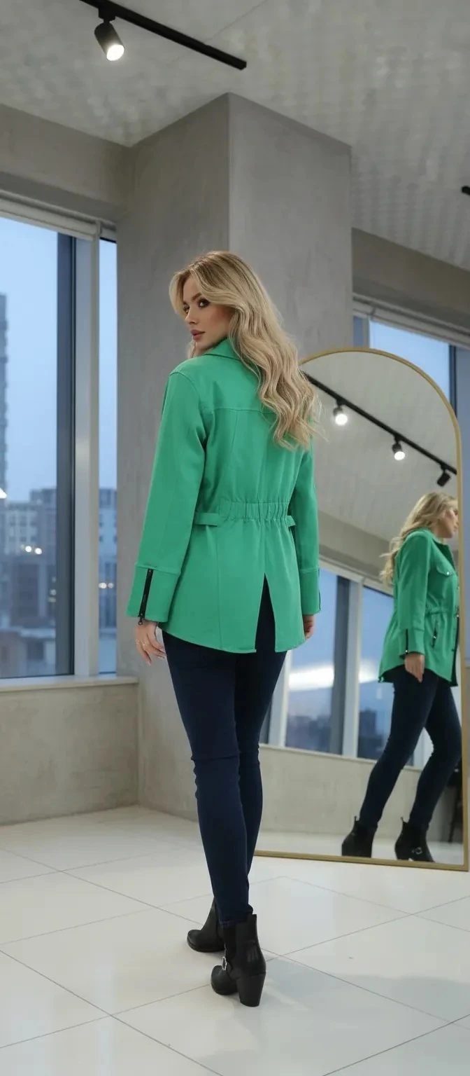 Sierra Otantik Denim kumaş Beli Lastikli Ceket