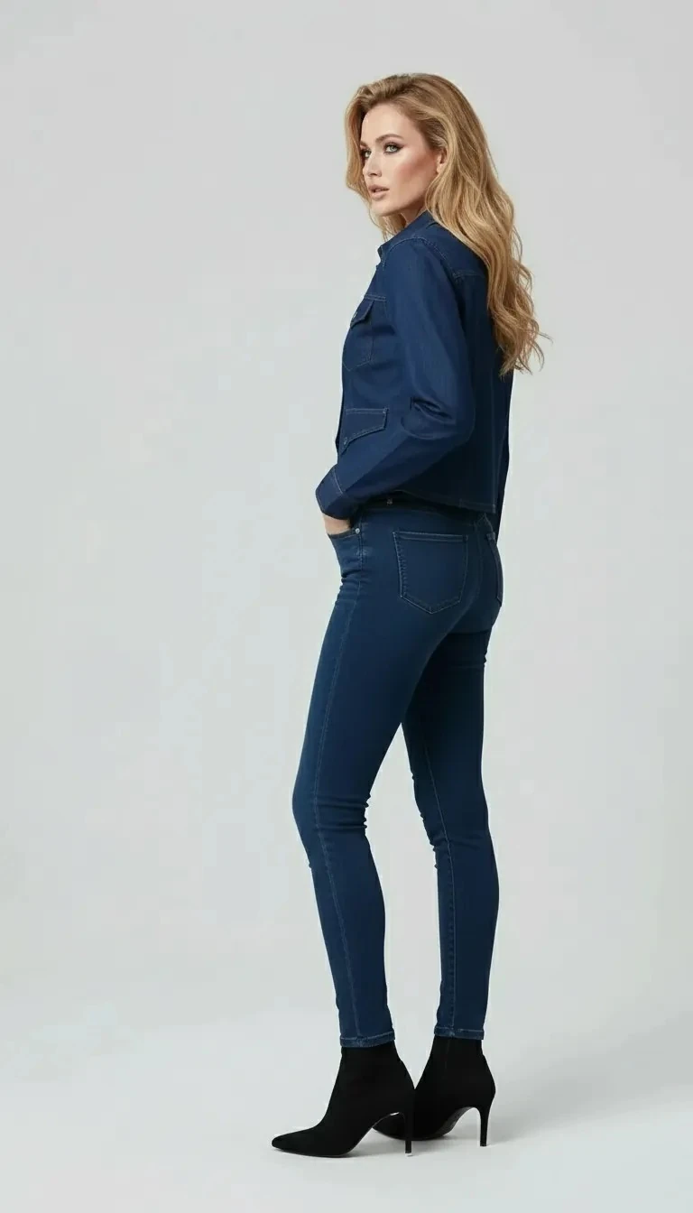 Denim Likralı Kot Gömlek