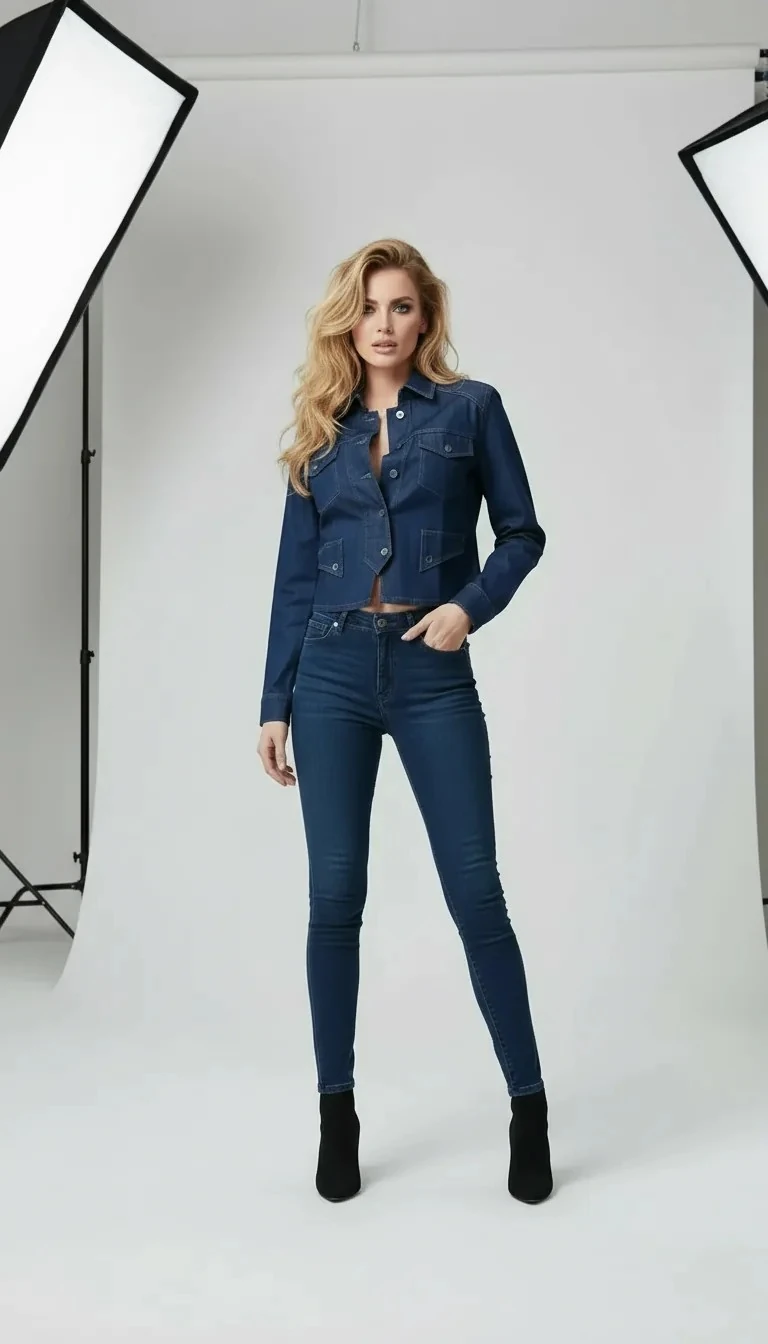 Denim Likralı Kot Gömlek