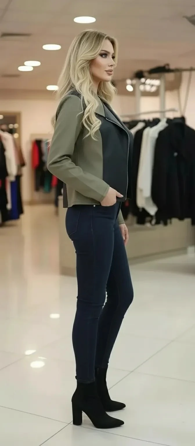 Sierra Otantik Haki ve Siyah Derili Ceket