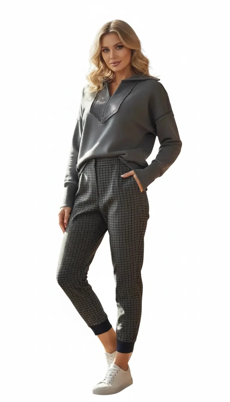 Casual Kadın Hoodie V Yaka Rib Detaylı Sweatshirt | Dış Dikişli Düşük Omuzlu Relaxed Fit Kapüşonlu Kışlık Kazak | İndigo Mavi - koyu gri