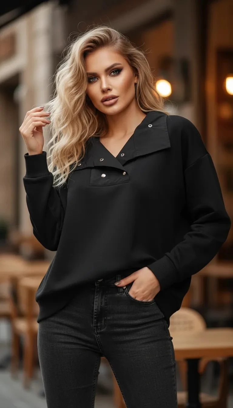 Kruvaze Yaka Sweatshirt