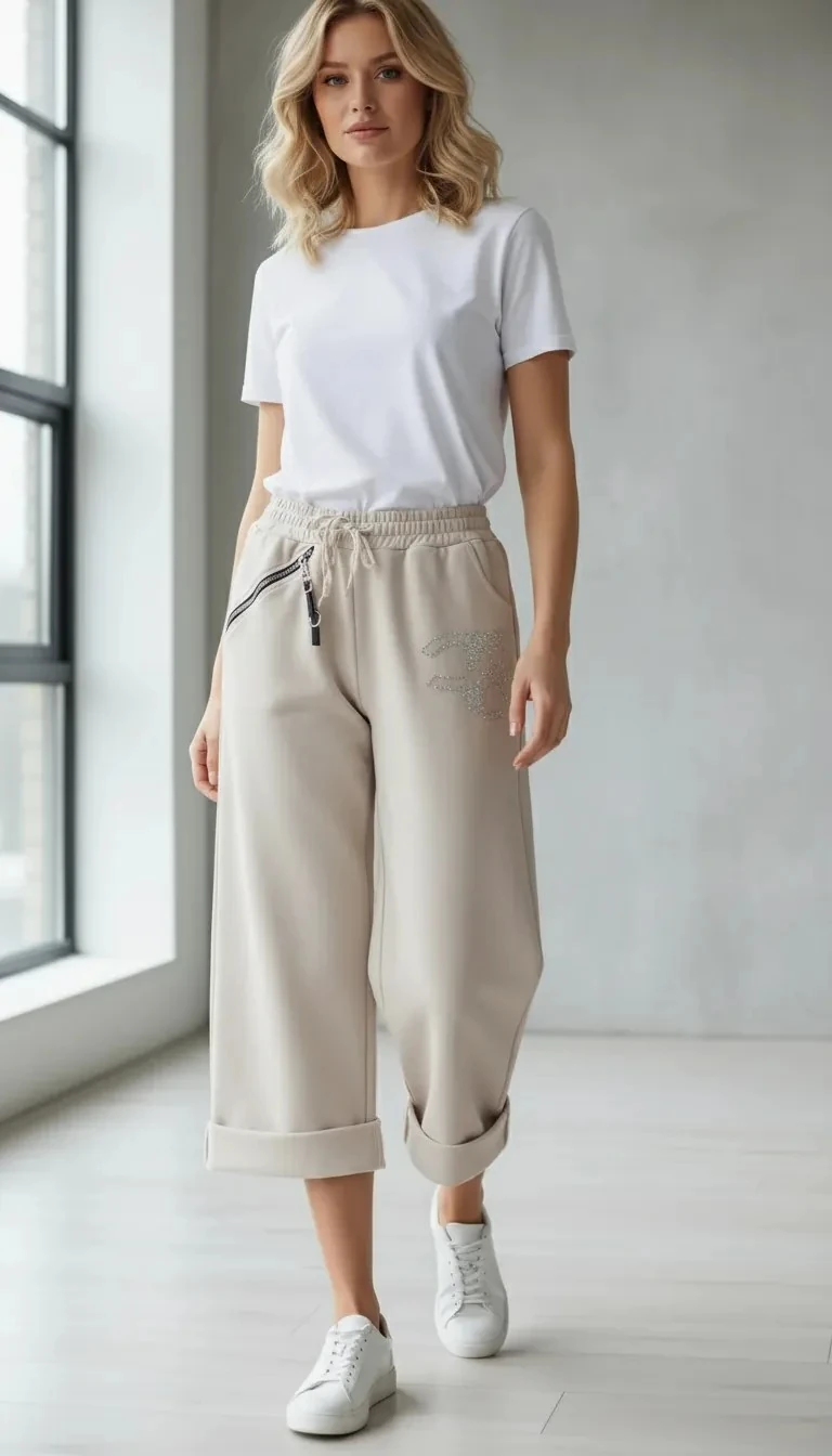Nakış Ve Fermuar Detaylı Pantolon
