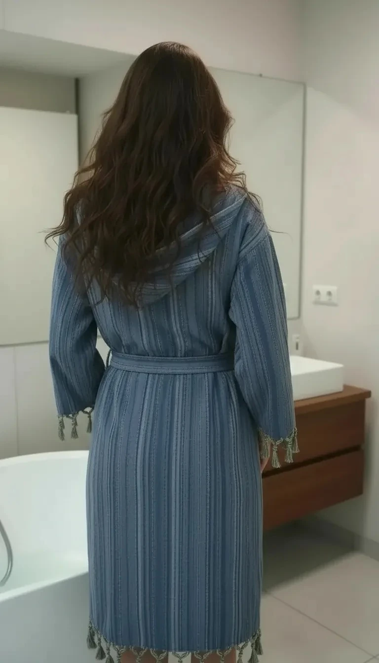 İpliğiboyalı Peştemal Bornoz